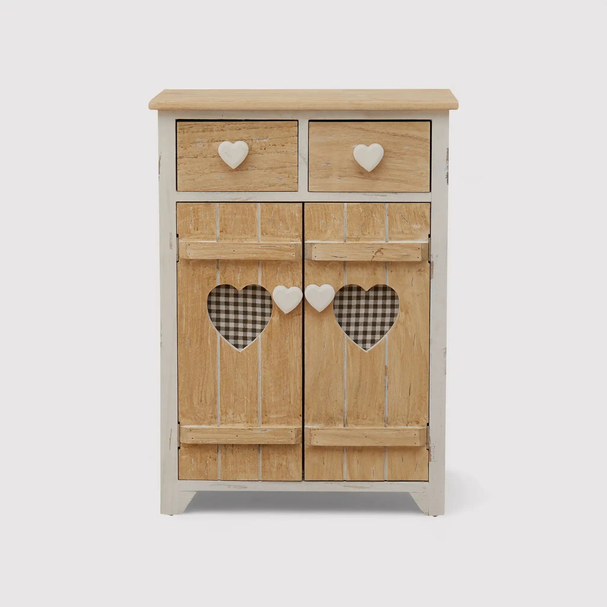 Romantischer Shabby-Schrank mit 2 Türen und 2 Schubladen