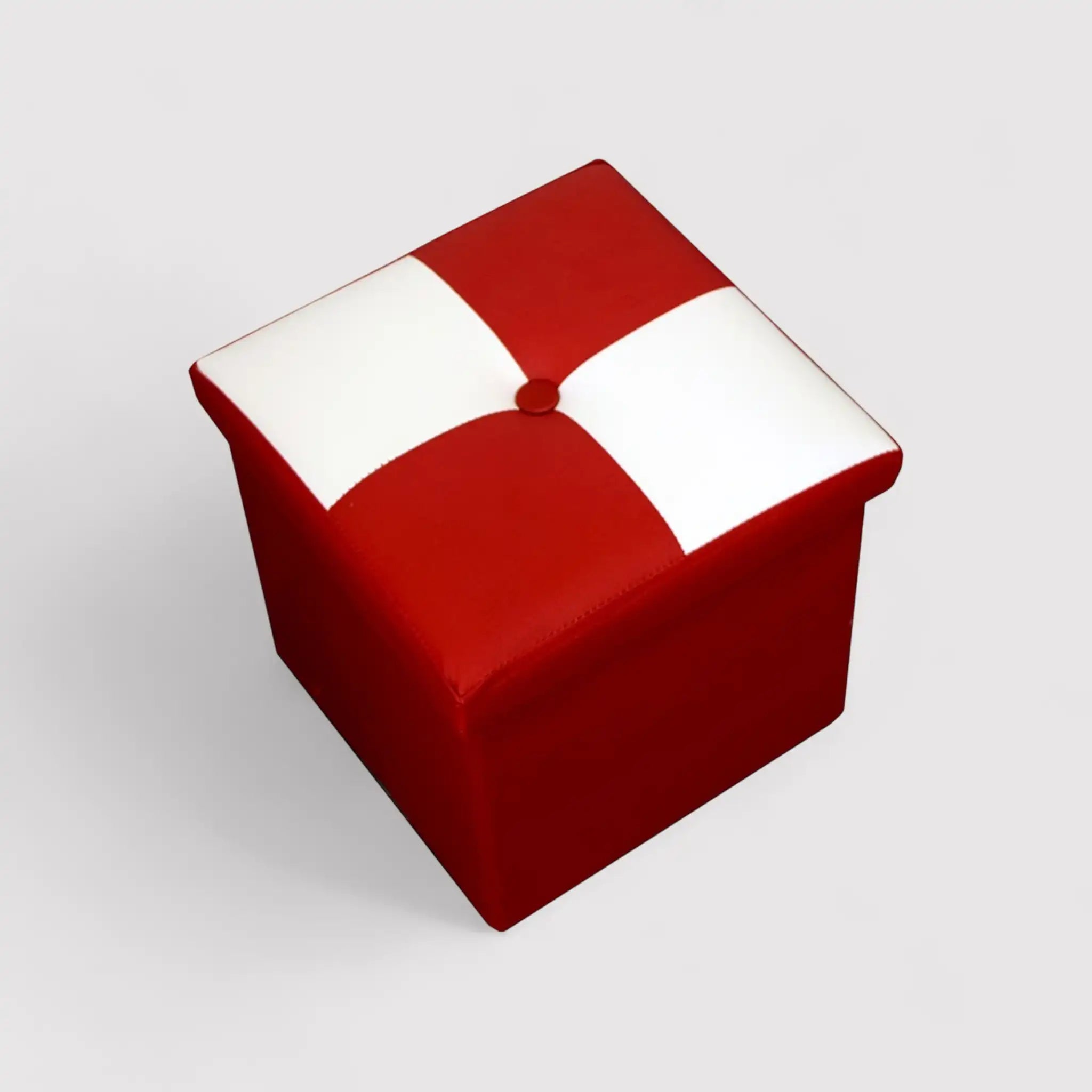 Physalis - Pouf contenitore moderno a scacchi bianchi e rossi