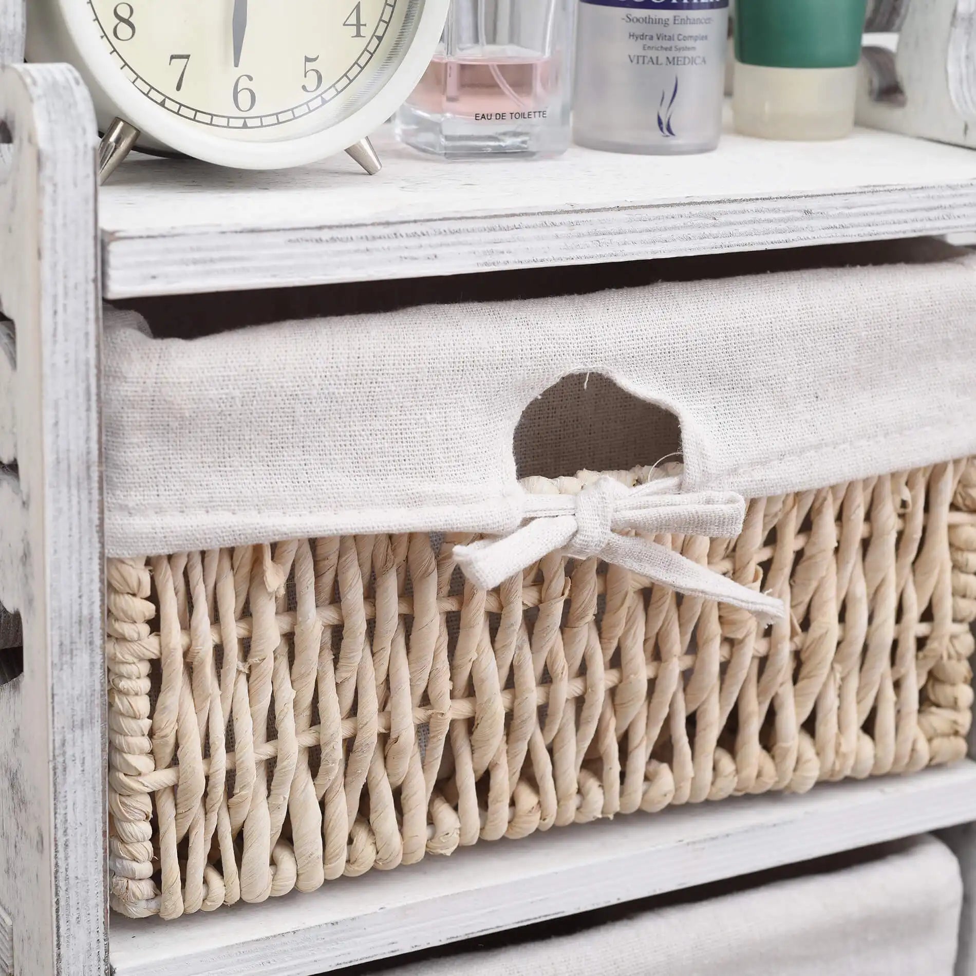 Rosa - Cassettiera barocca con 4 cestini e alzatina intagliata