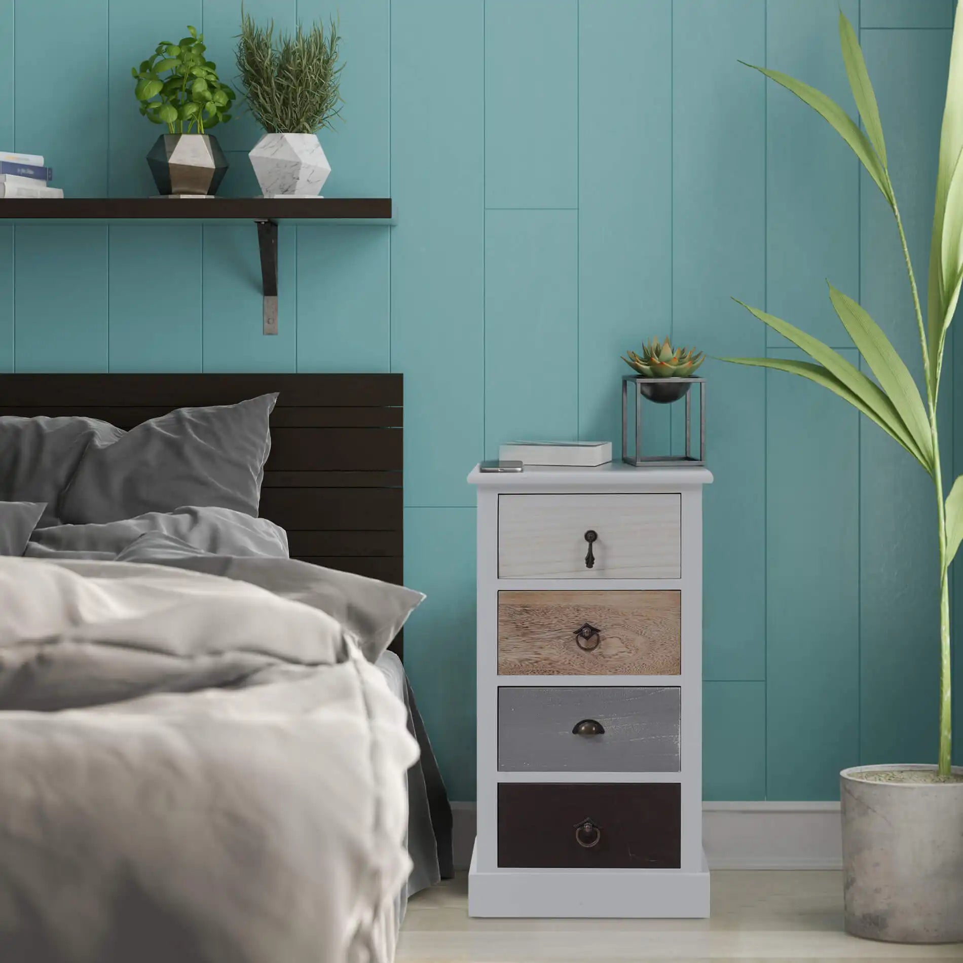 Junipera - Cassettiera alta e stretta con 4 cassetti