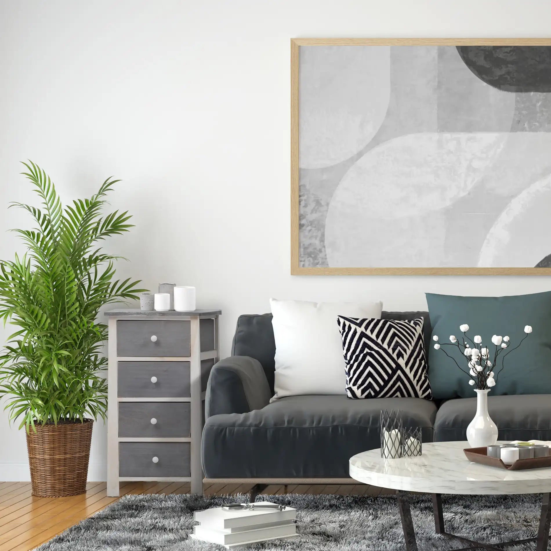 Leccio - Cassettiera in stile shabby in legno con 4 cassetti