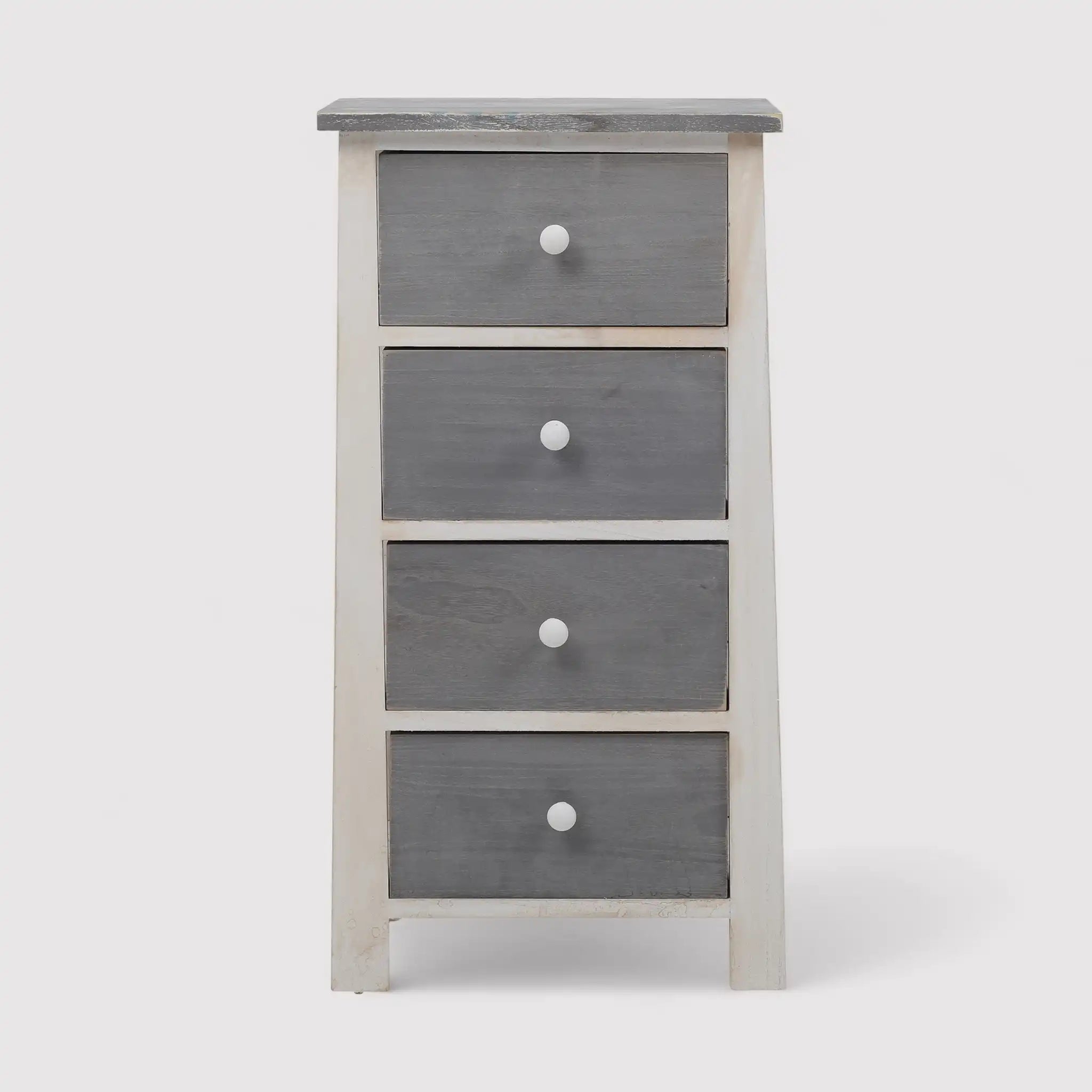 Leccio - Cassettiera in stile shabby in legno con 4 cassetti