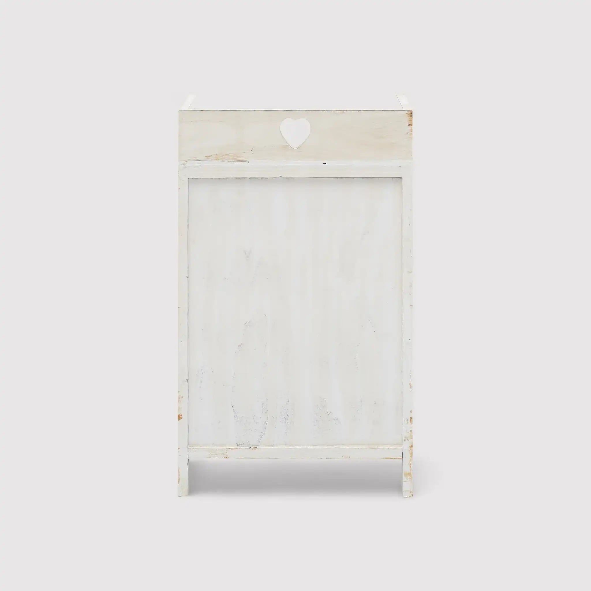 Table de nuit shabby chic grise et beige à 3 tiroirs