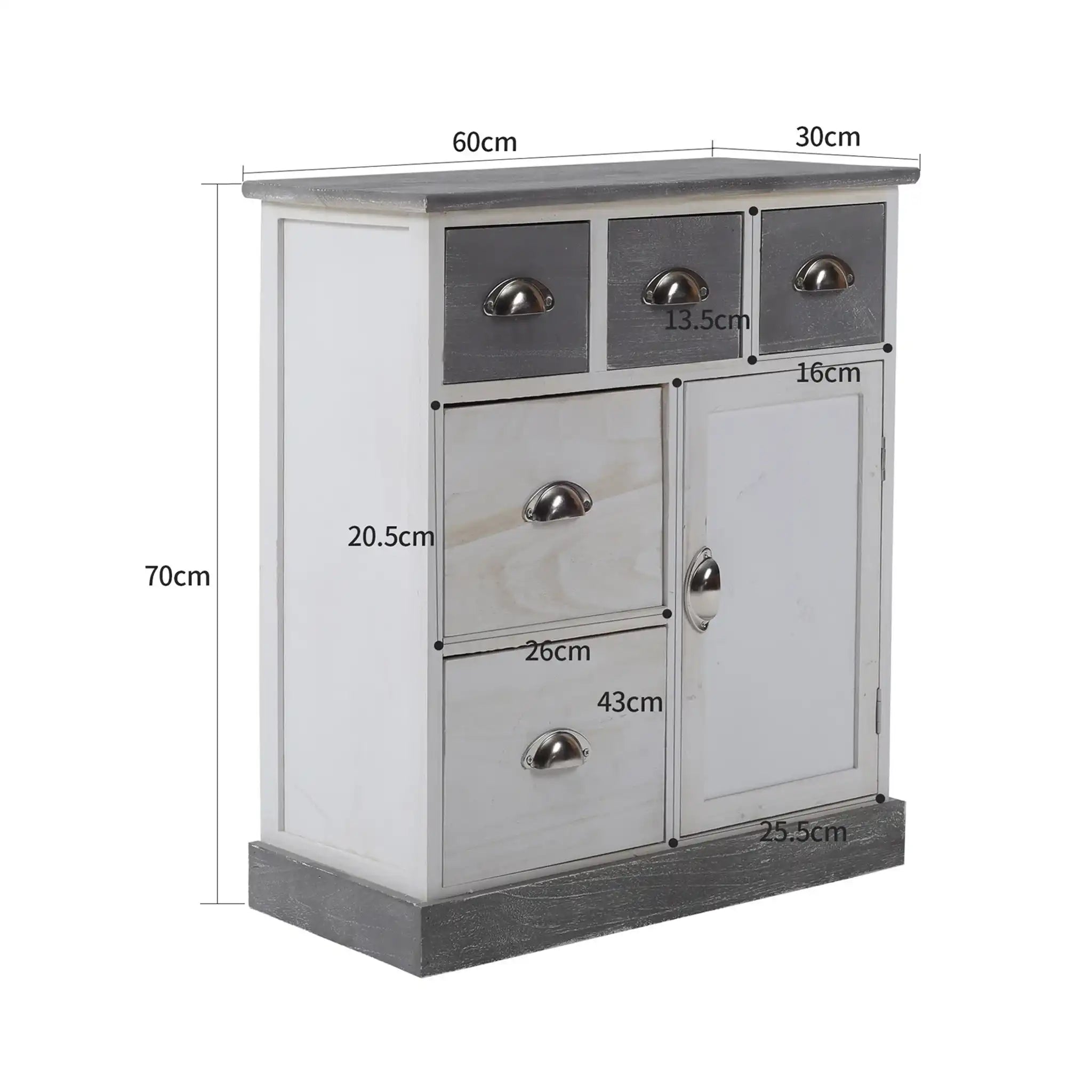 Armoire de style vintage avec 5 tiroirs et 1 porte
