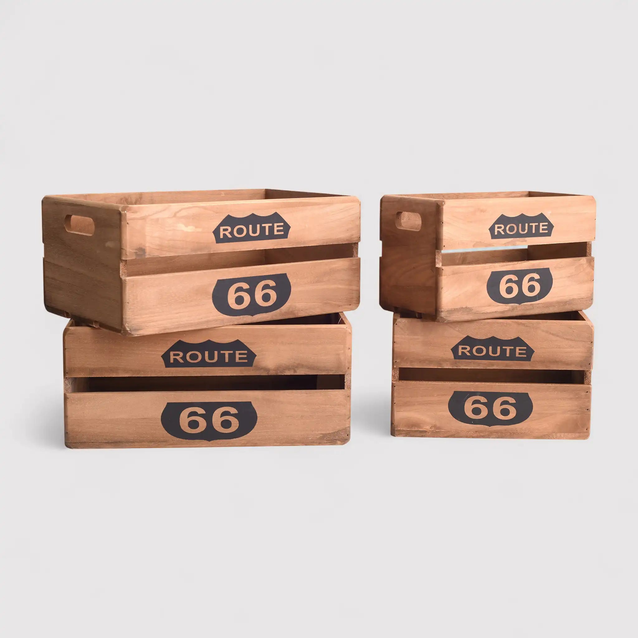 Albuca - Set di 4 cassette in legno per frutta e découpage