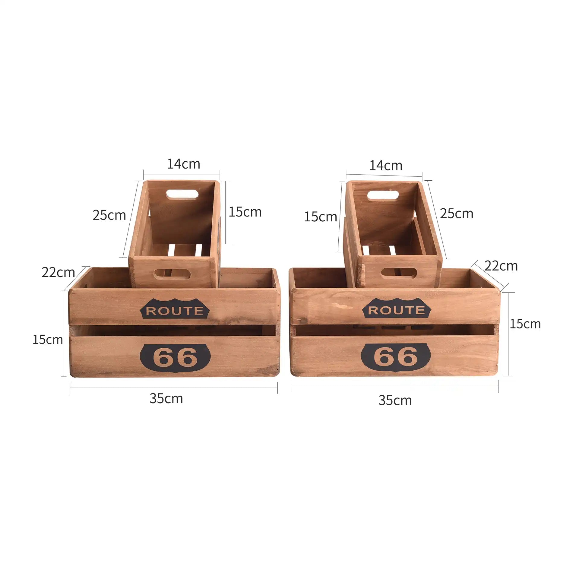 Albuca - Set di 4 cassette in legno per frutta e découpage