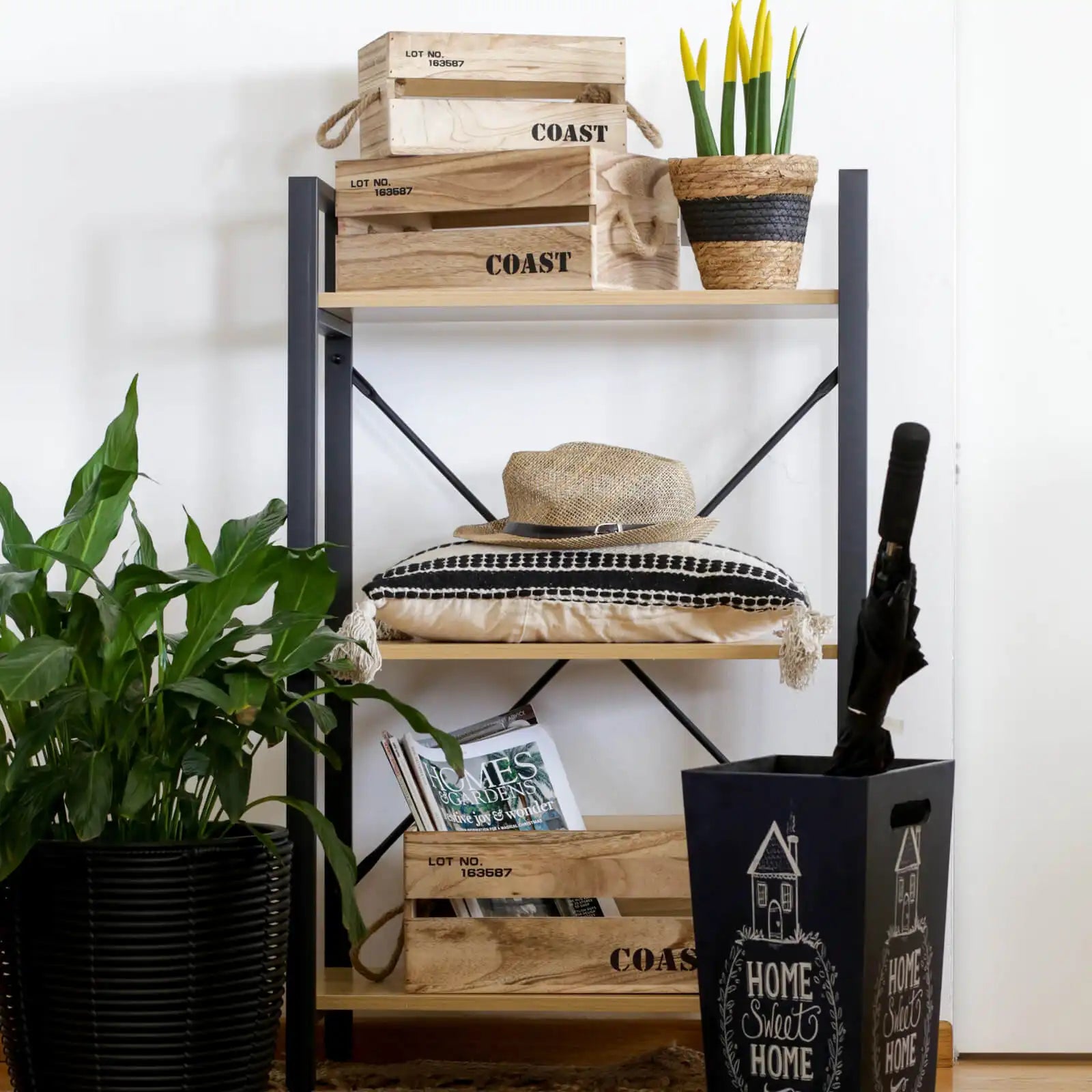 Pomelia - Set di 3 cassette contenitori in legno chiaro