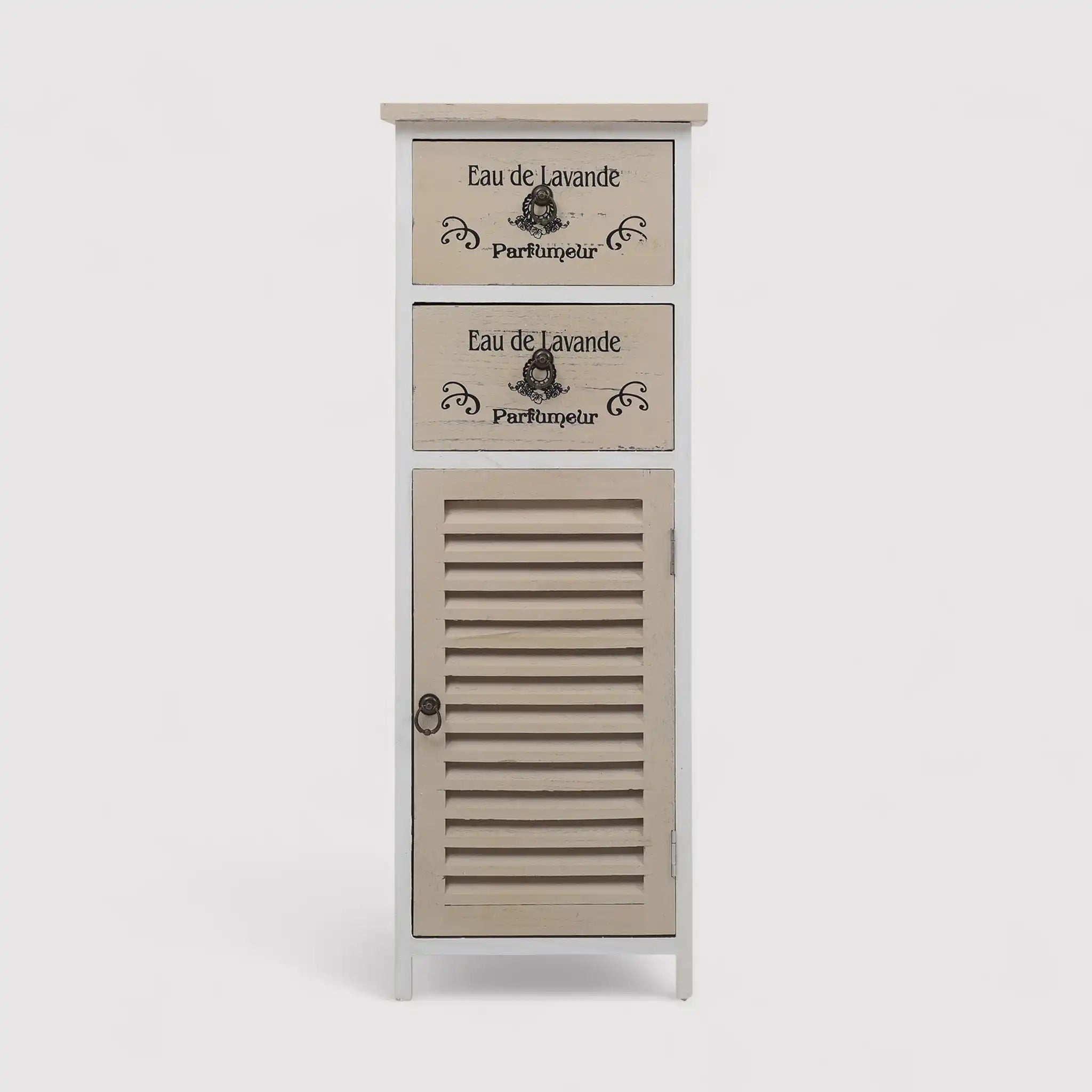 Bromelia - Mobile da bagno decapè beige con 2 cassetti e 1 anta