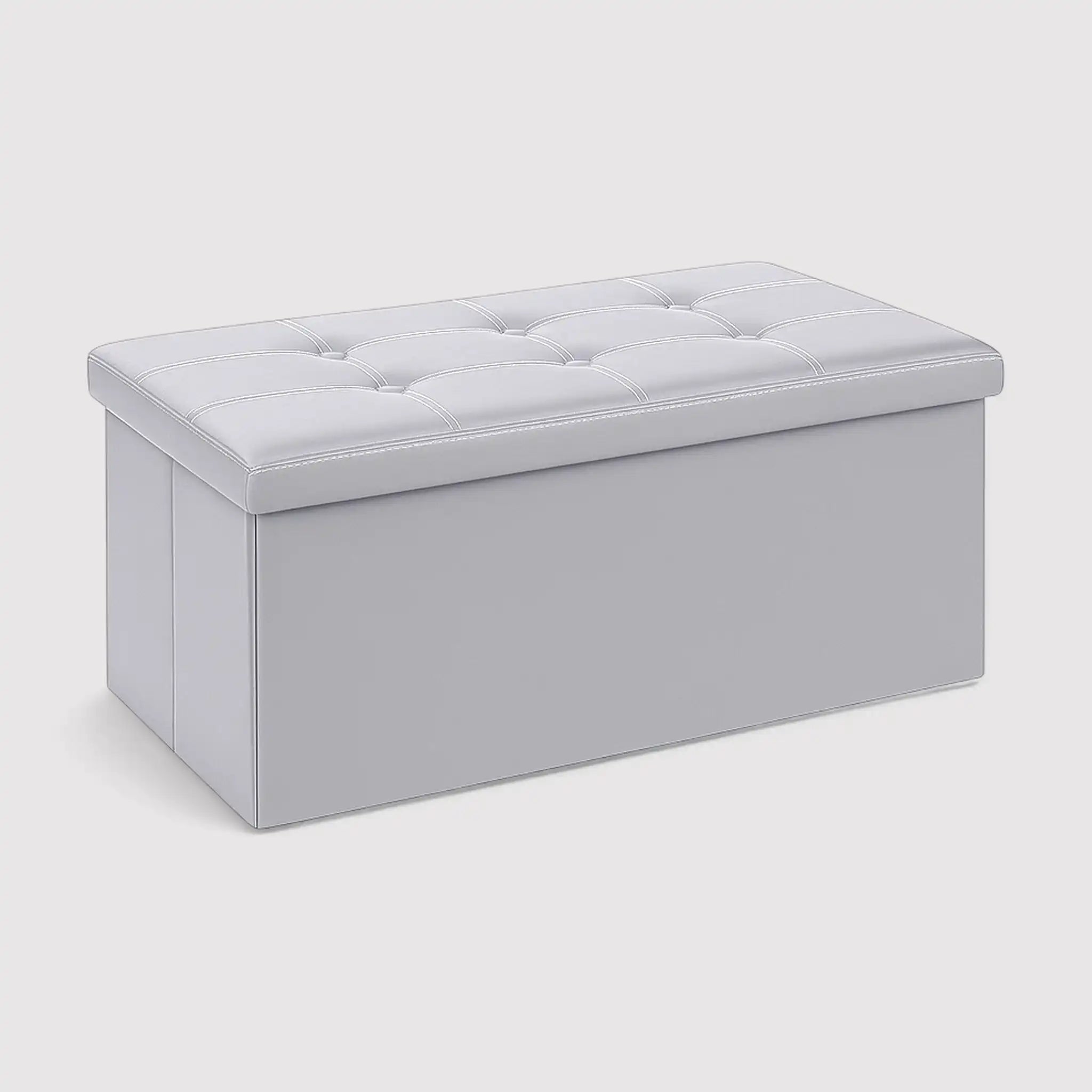 Lavatera - Pouf grigio portaoggetti ecopelle da salotto
