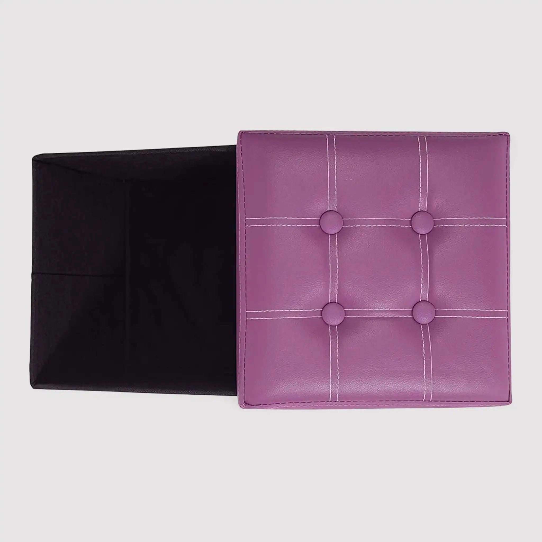 Croco - Pouf viola contenitore a cubo in stile etnico