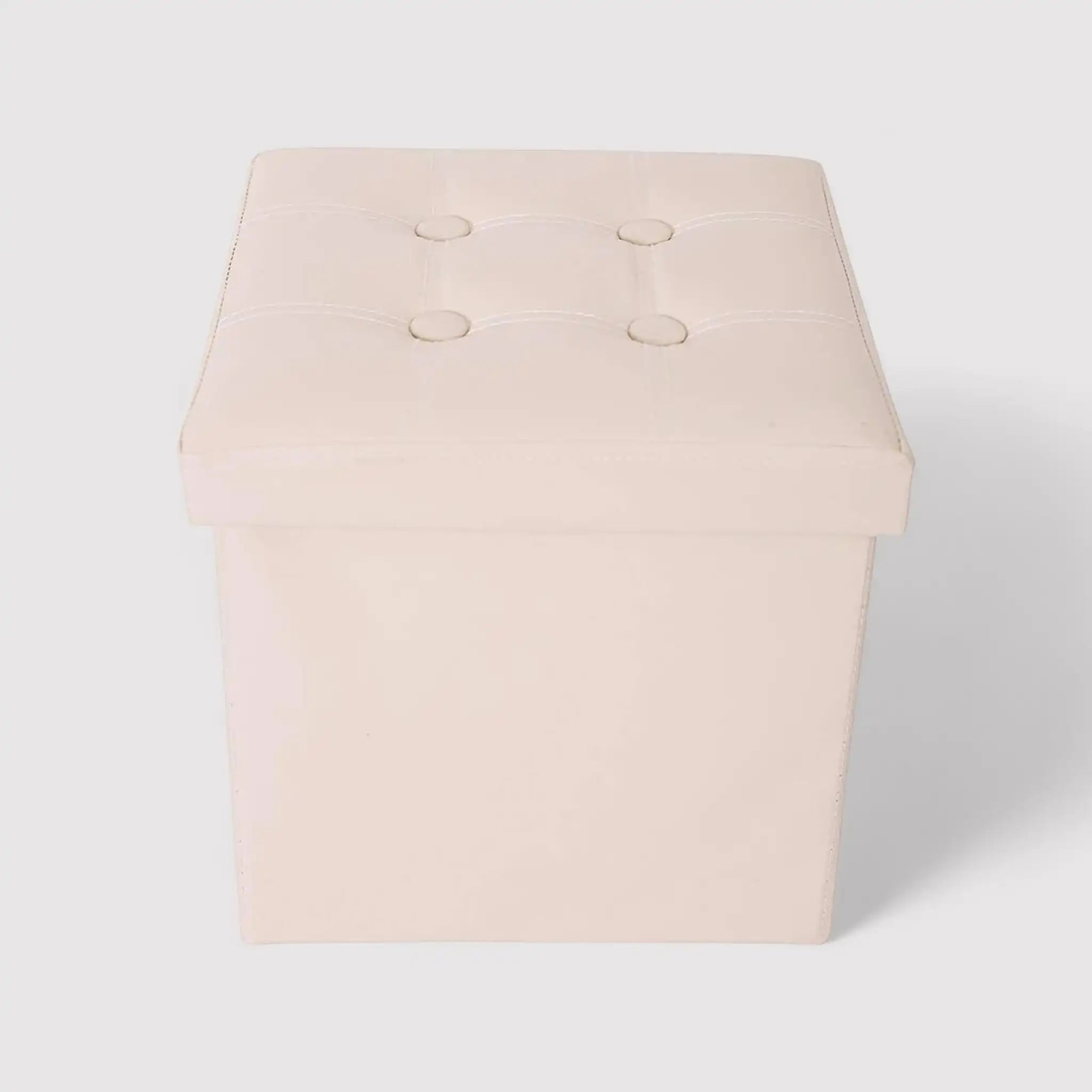 Kerria - Pouf beige ecopelle a cubo con contenitore