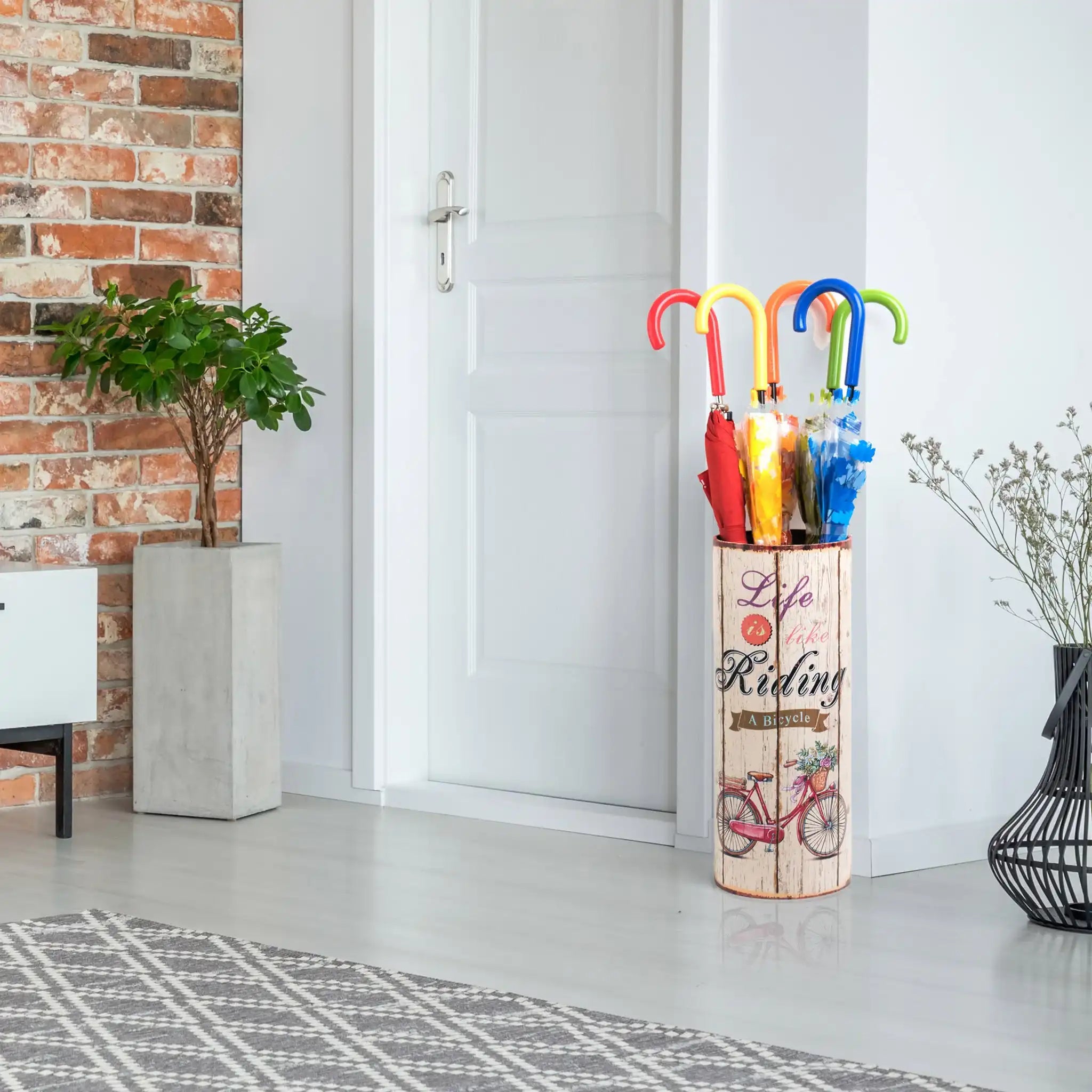 Tulipano - Portaombrelli beige in canvas in stile vintage