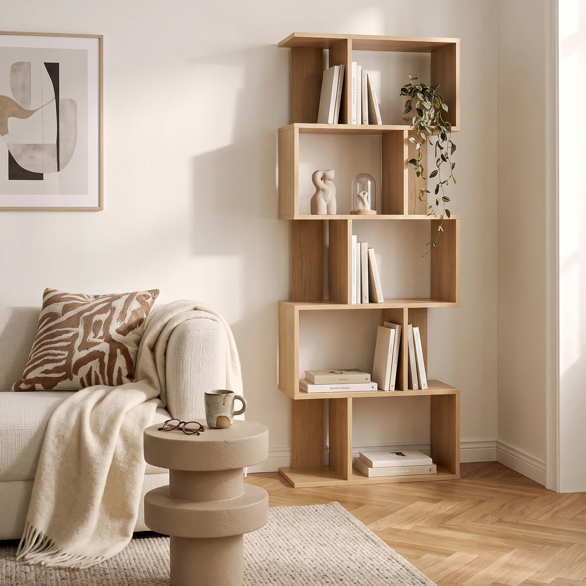Scirpus - Libreria color rovere chiaro con 5 scaffali