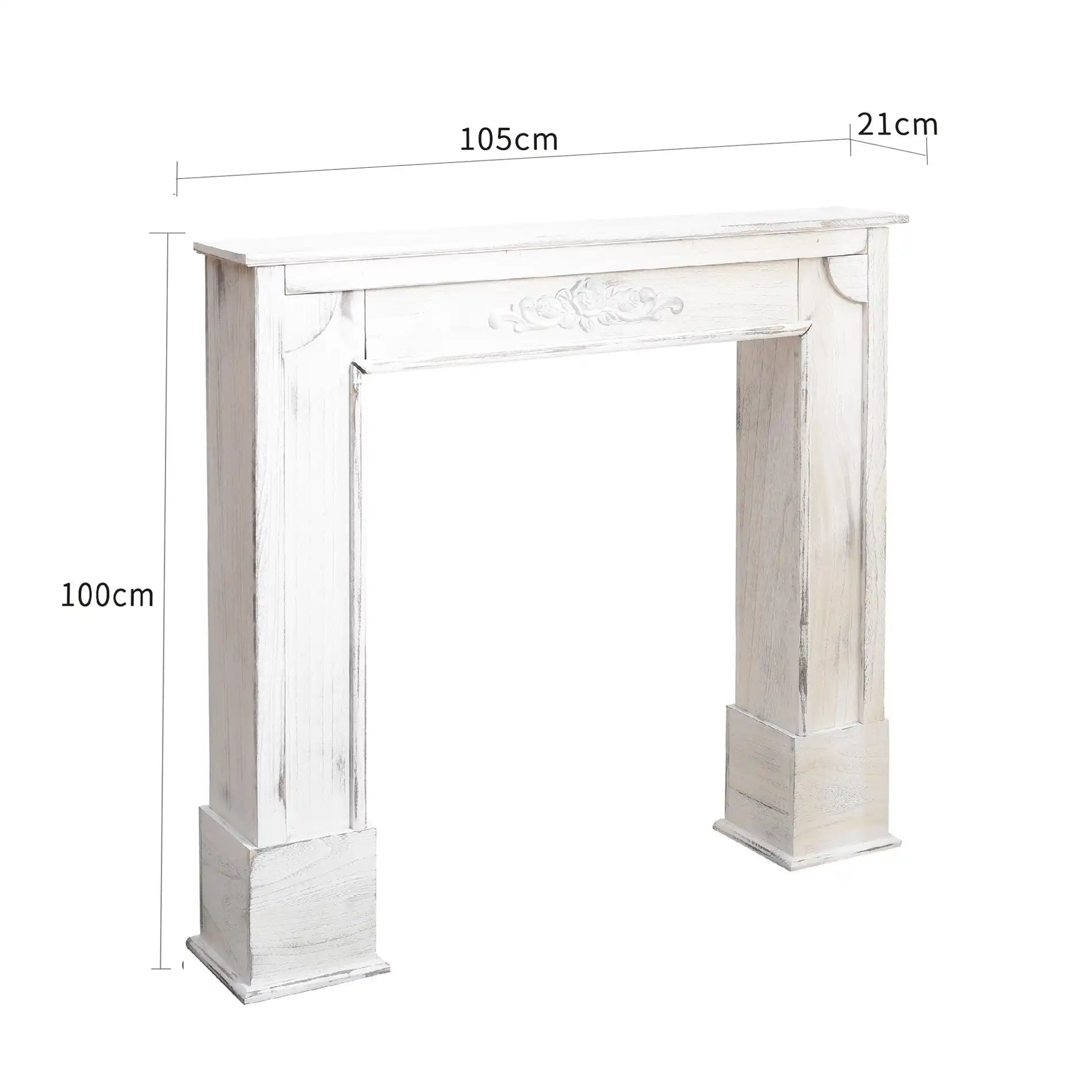 Citiso - Cornice camino shabby in legno bianco da salotto