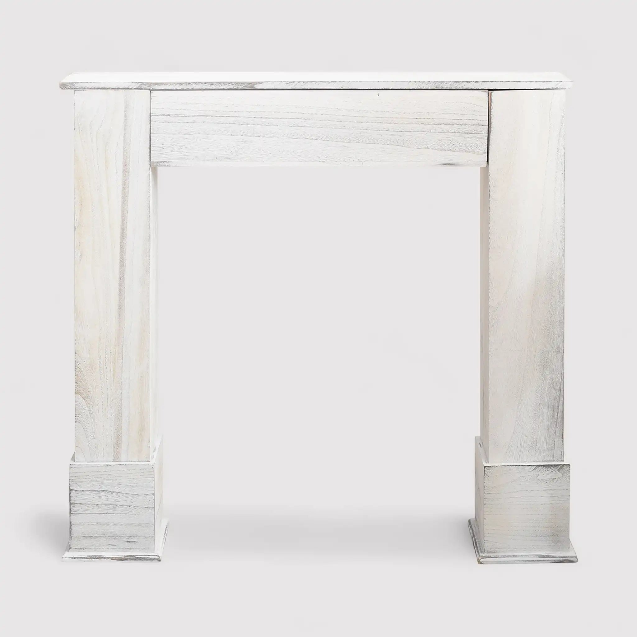 Citiso - Cornice camino shabby in legno bianco da salotto