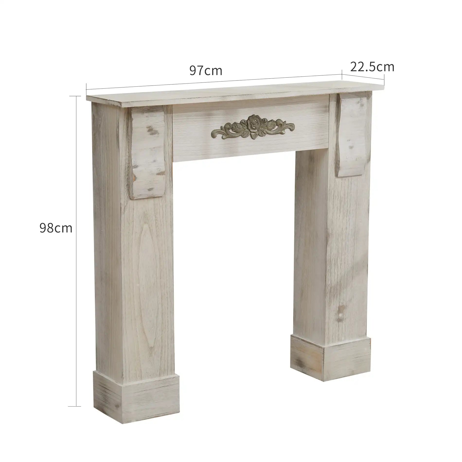 Ailanto - Cornice camino decorativa grigia in stile shabby