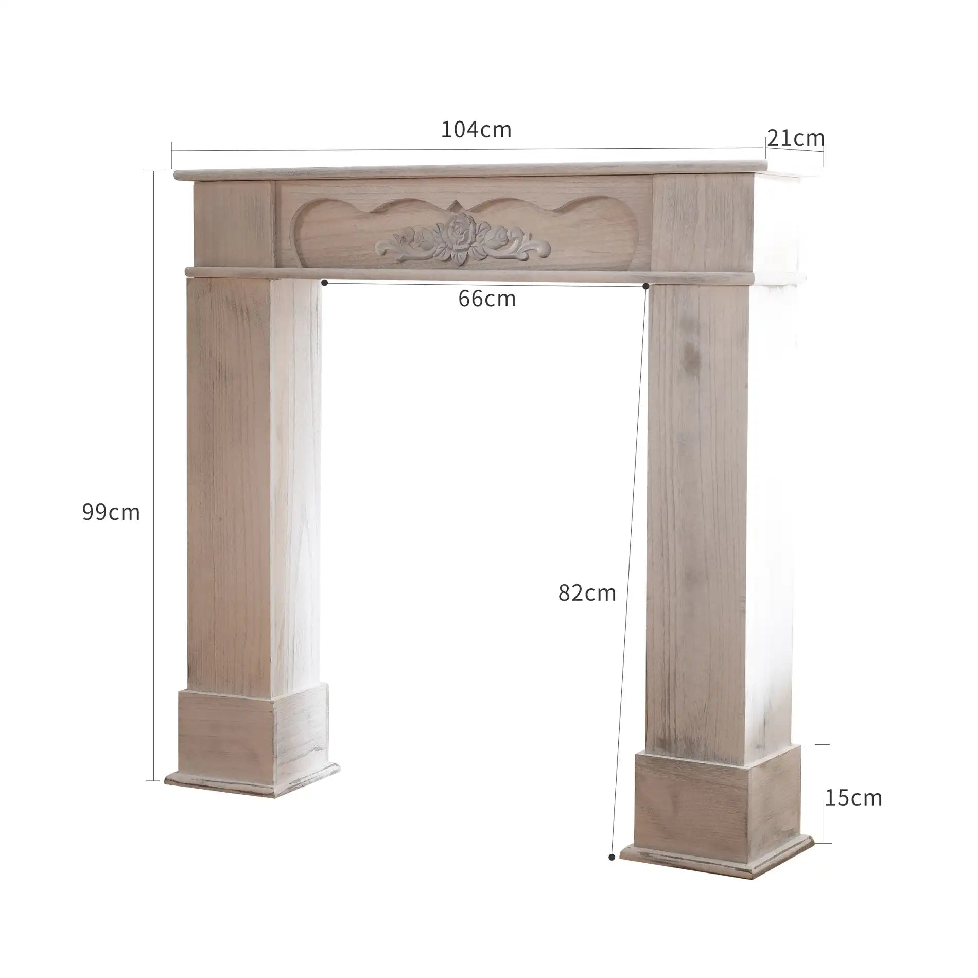 Asperula - Finto camino shabby chic bianco per salotto