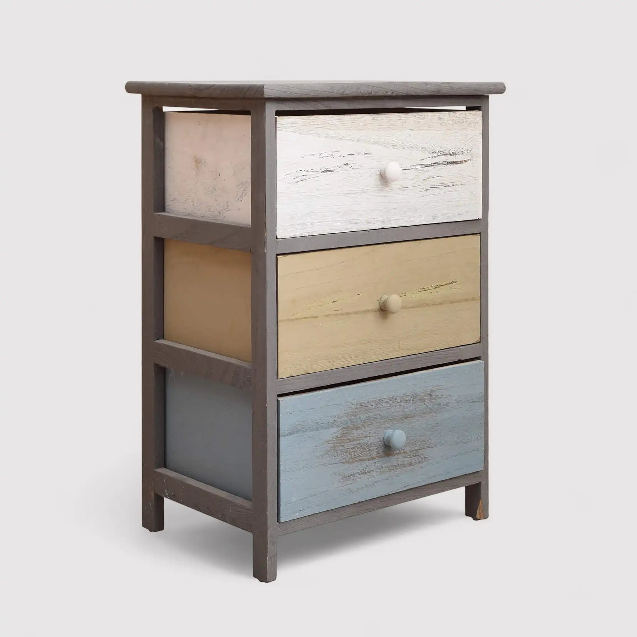 Flox - Comodino colorato in stile vintage con 3 cassetti