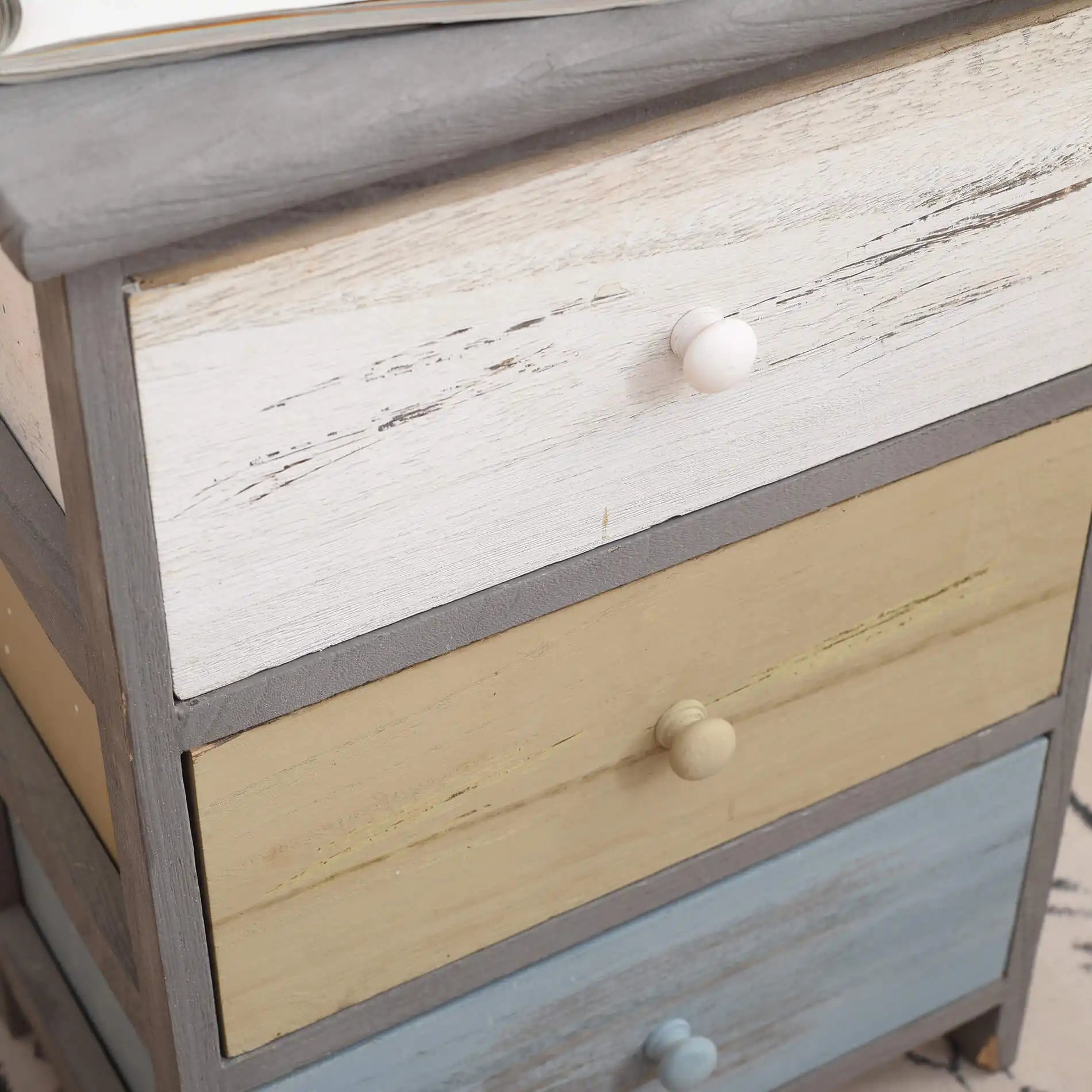 Flox - Comodino colorato in stile vintage con 3 cassetti