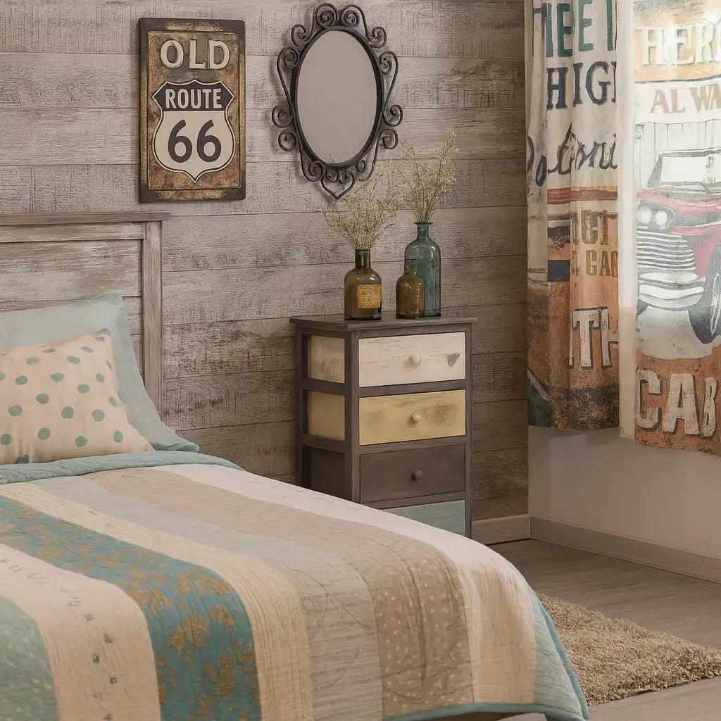 Nemesia - Cassettiera colorata in stile rétro con 4 cassetti