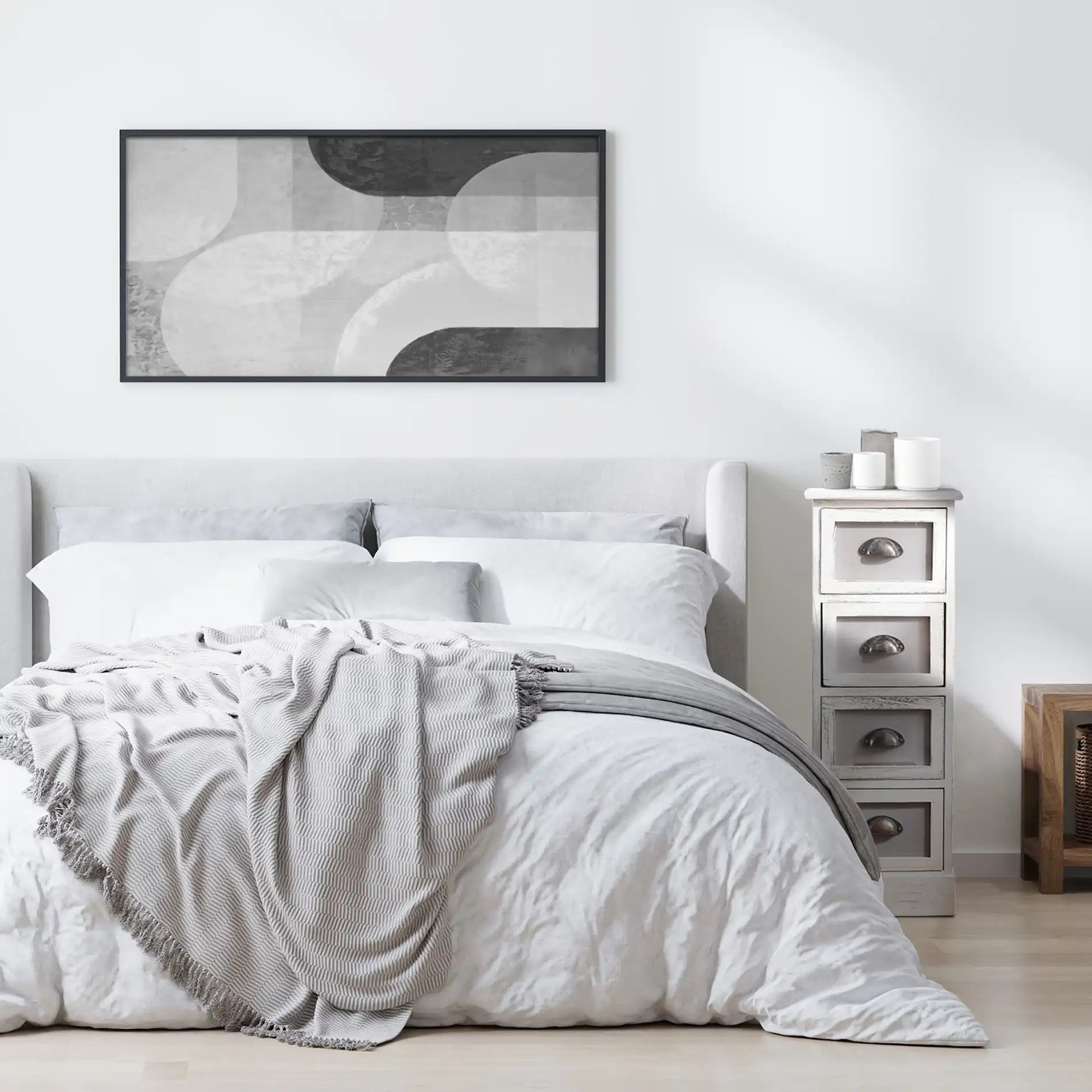 Garam - Cassettiera shabby con 4 cassetti e pomelli retro