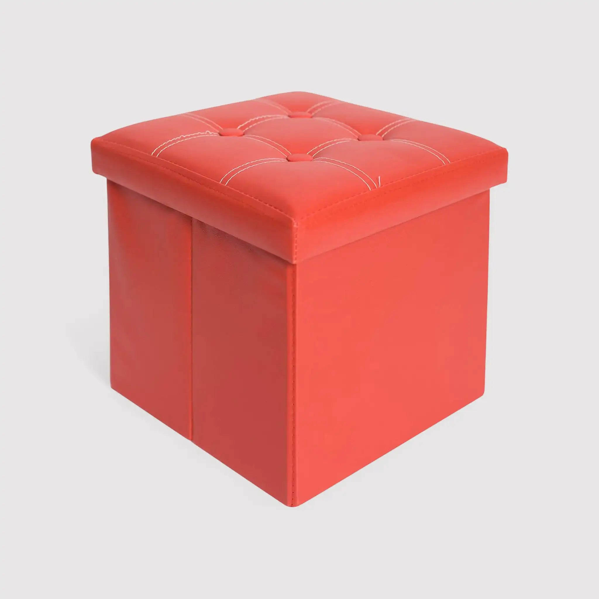 Gaura - Pouf rosso contenitore imbottito a forma di cubo