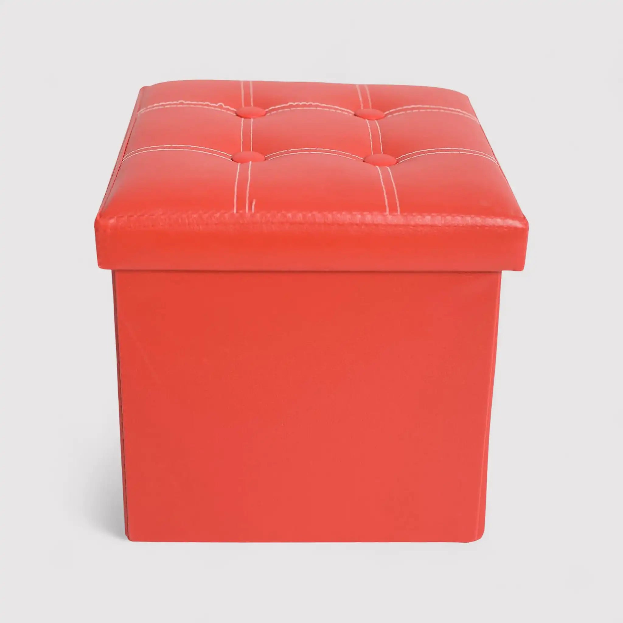 Gaura - Pouf rosso contenitore imbottito a forma di cubo