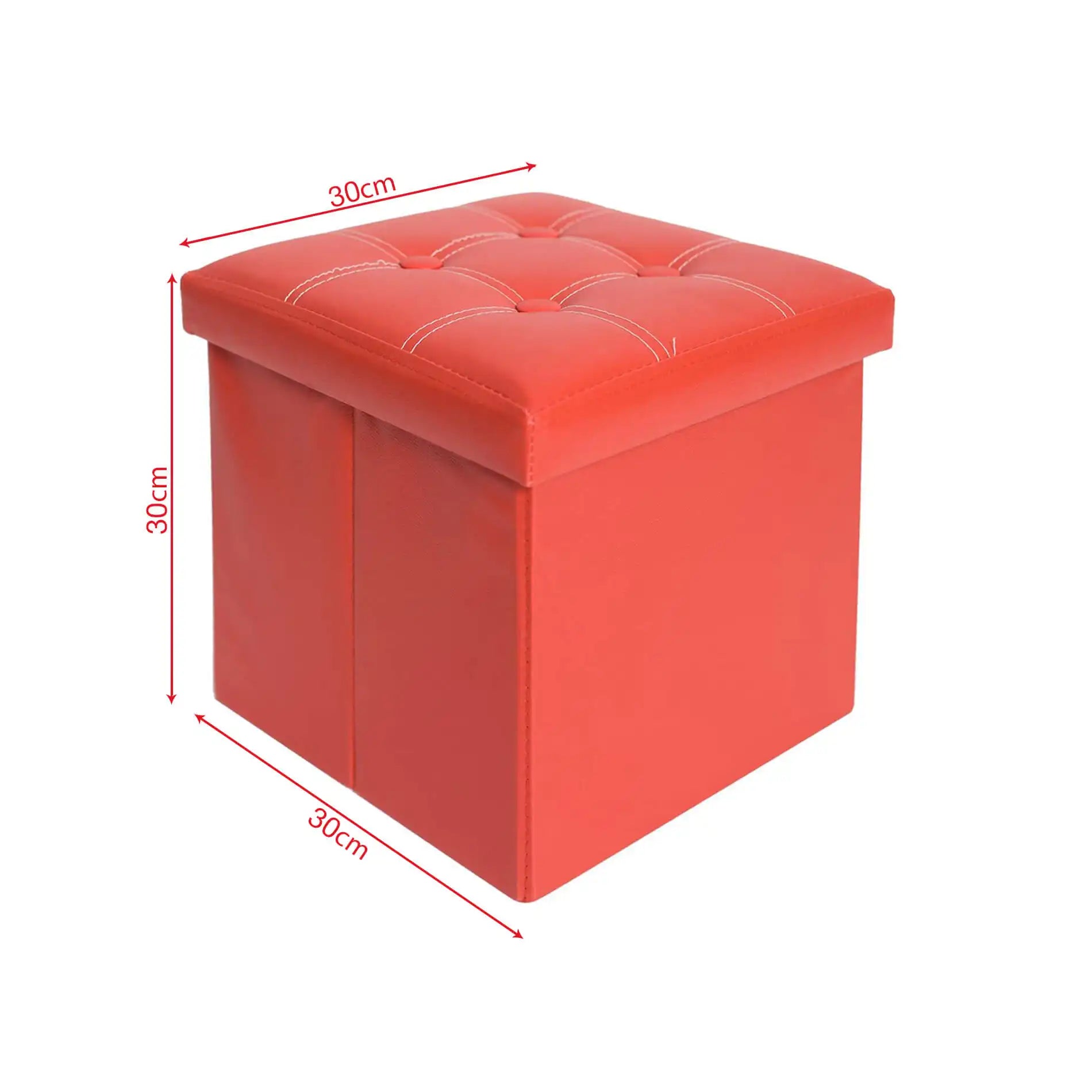 Gaura - Pouf rosso contenitore imbottito a forma di cubo
