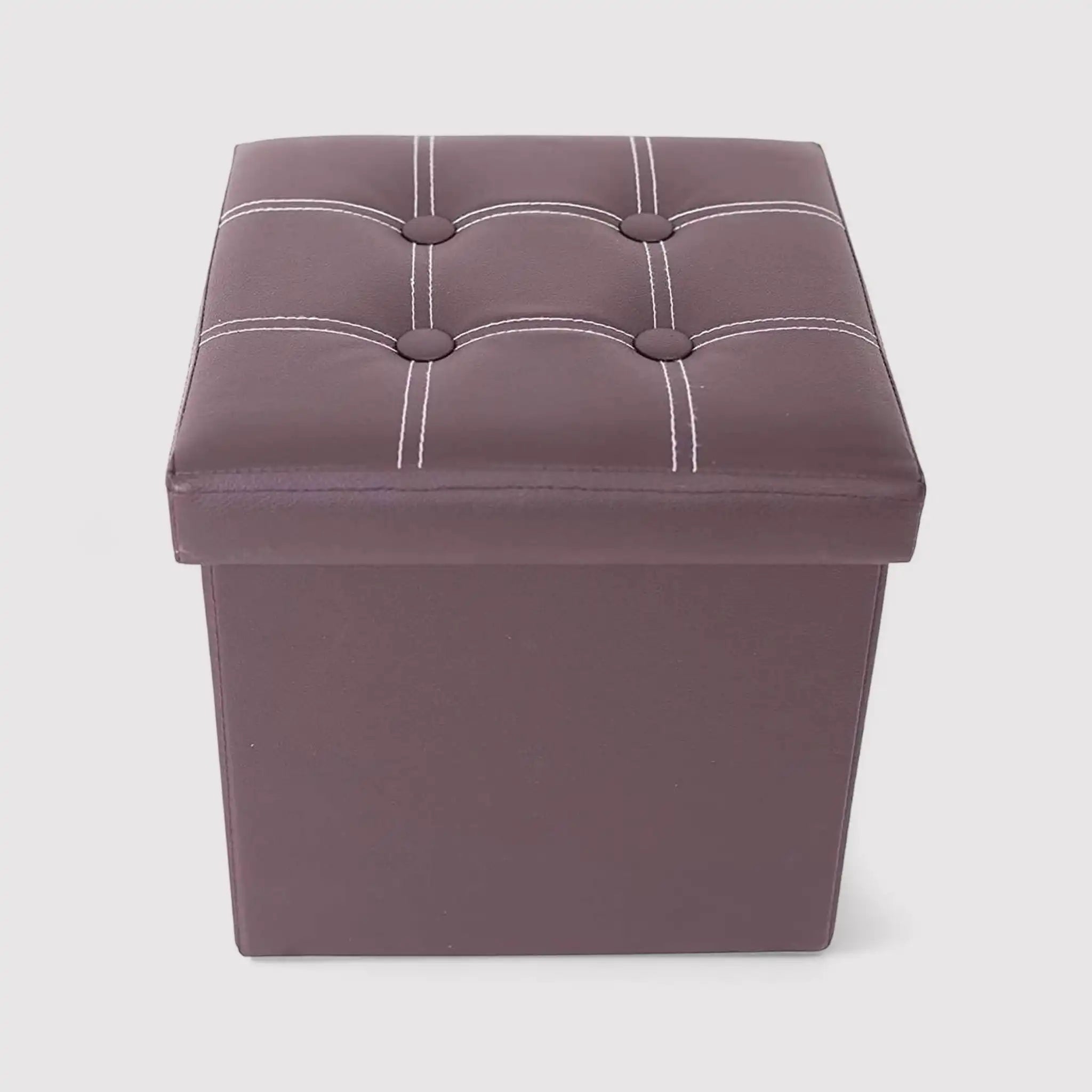 Lewisia - Pouf contenitore quadrato marrone e imbottito