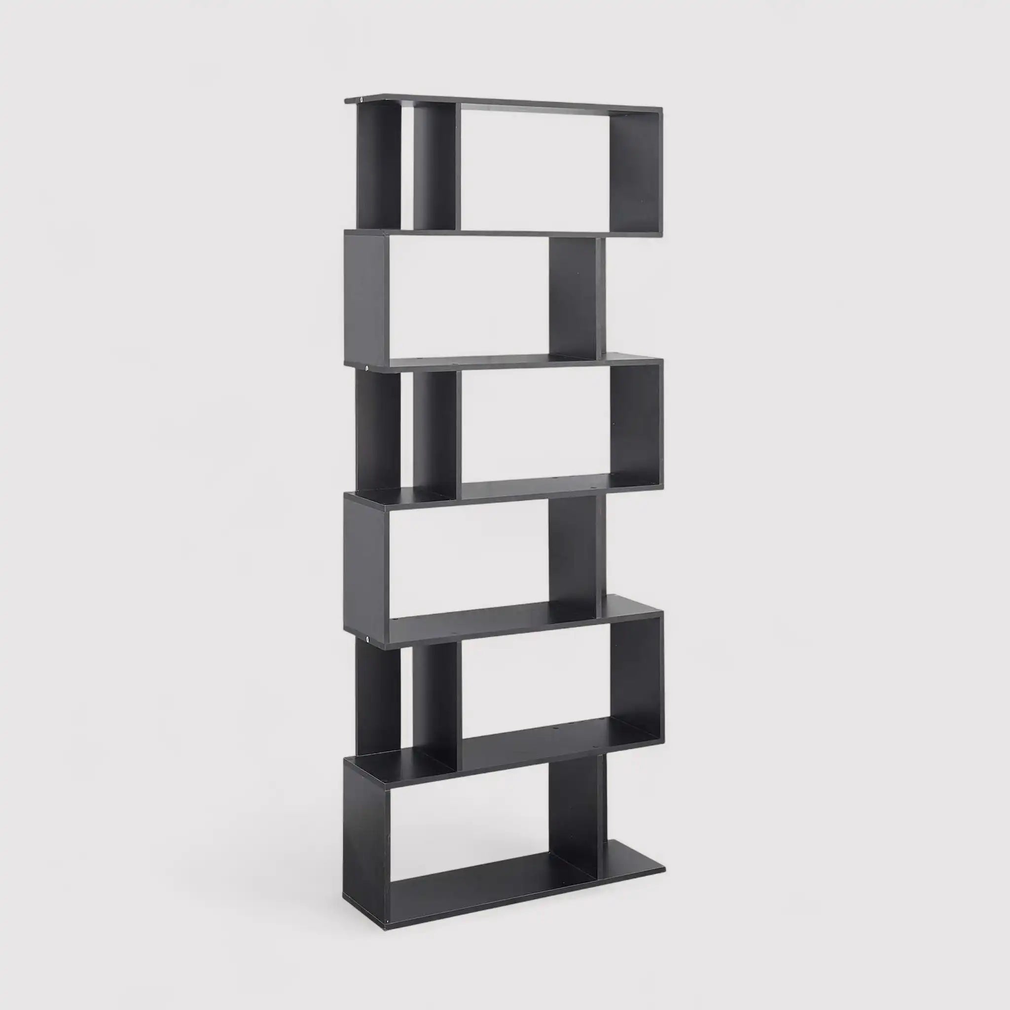 Anemone - Libreria moderna nera con 6 ripiani a scaffale