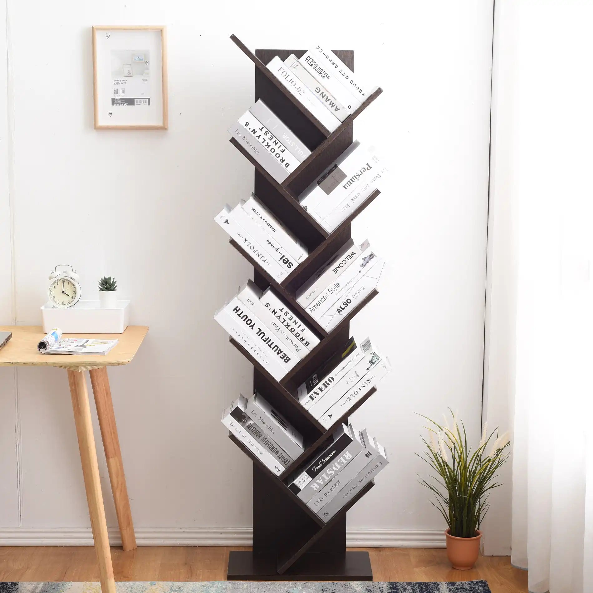 Kudzu - Libreria moderna marrone wengé con 10 ripiani