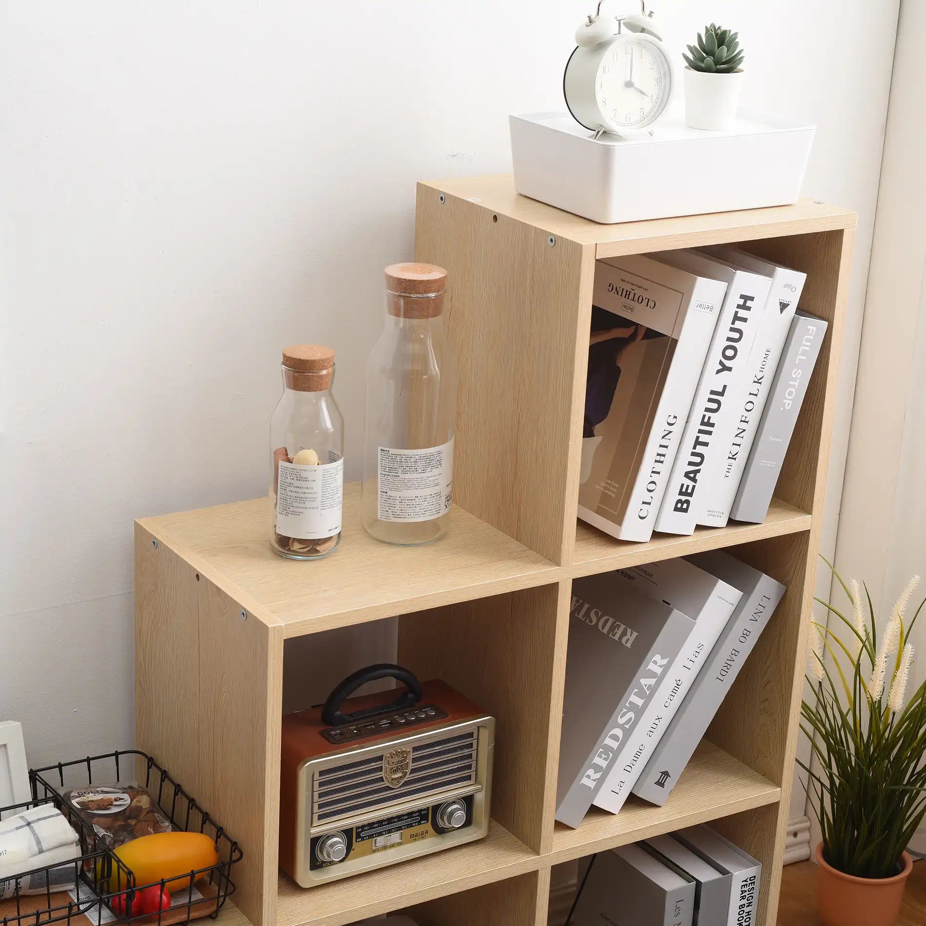 Scindapso - Mobile libreria a scala rovere chiaro