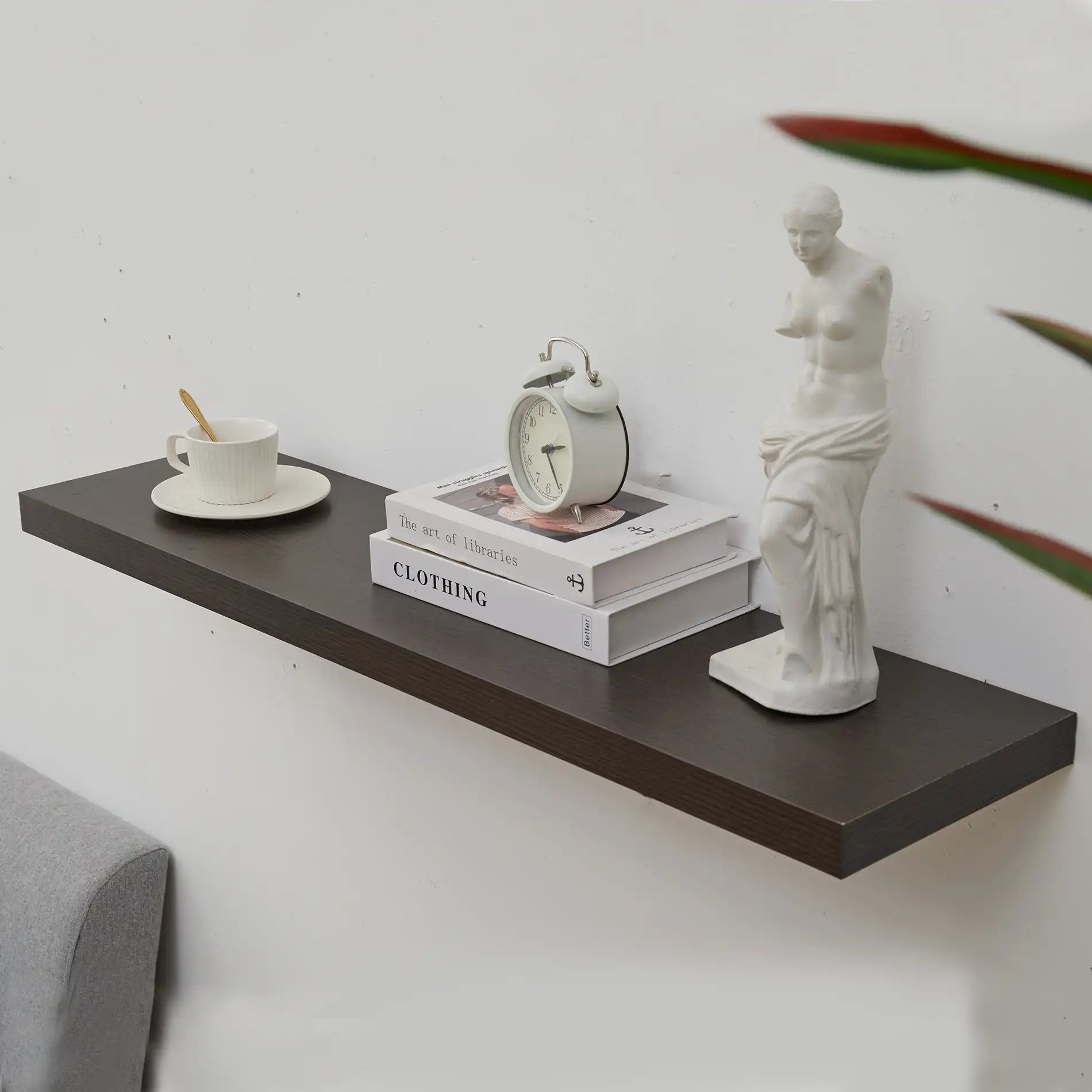 Aucuba - Set di 2 mensole marrone wengé in stile moderno