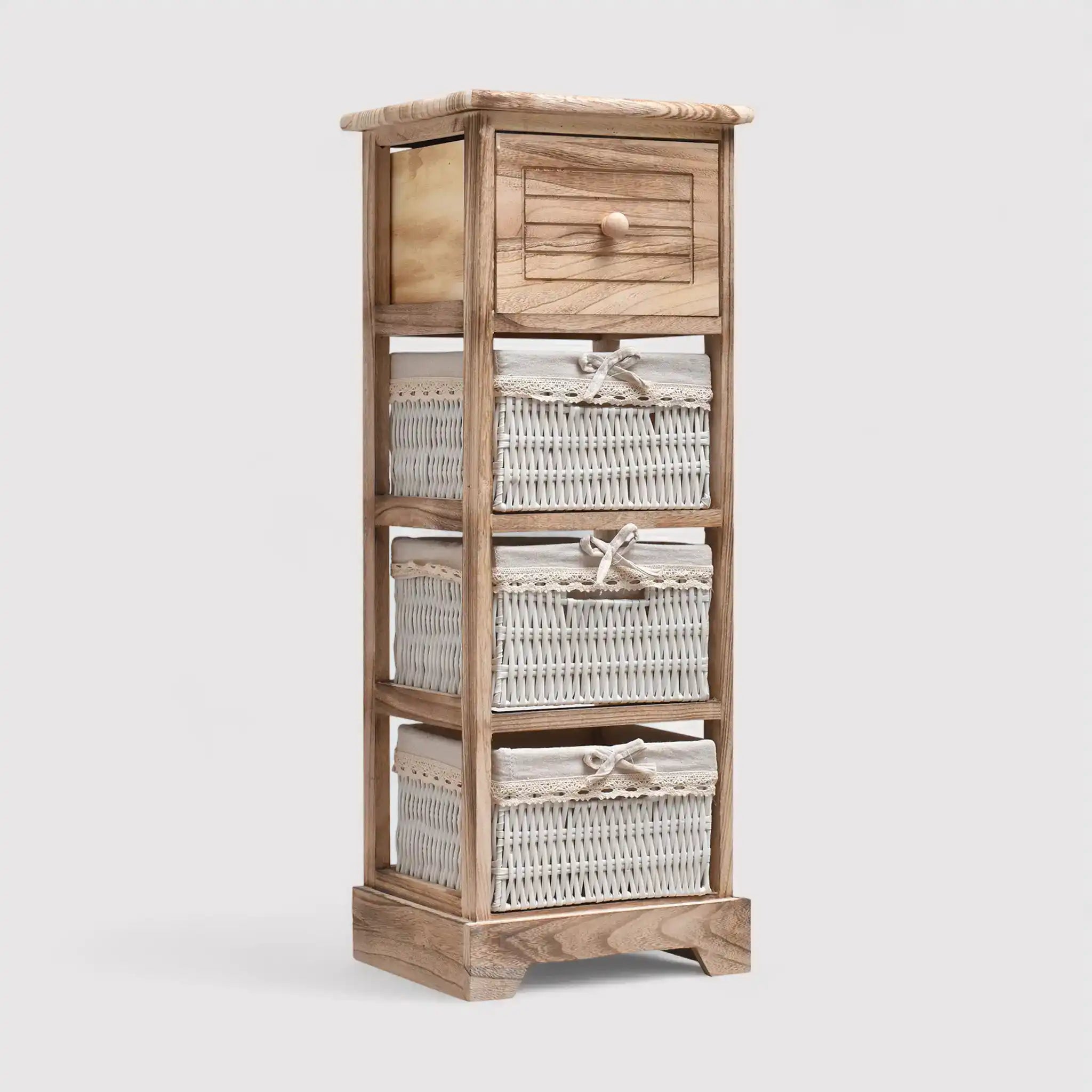 Peonia - Cassettiera provenzale con 1 cassetto e 3 ceste