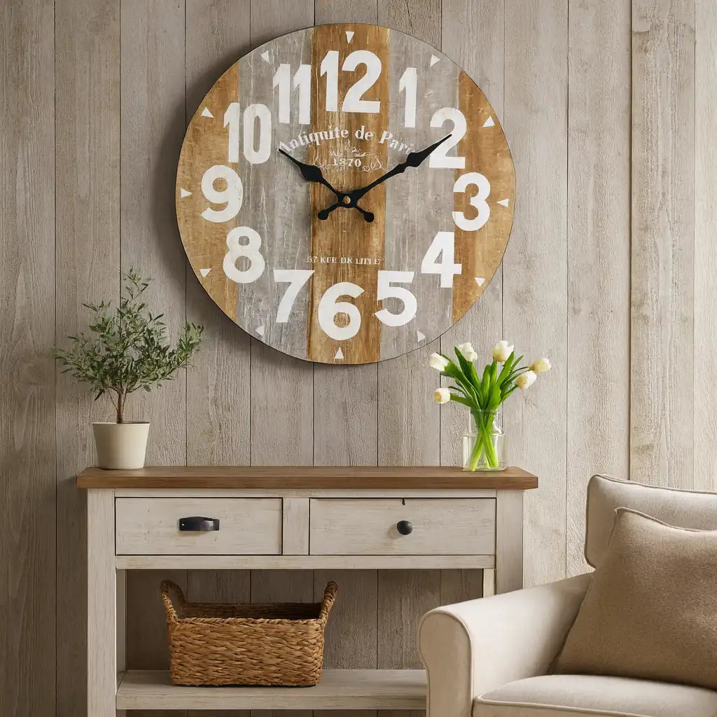 Lophira - Orologio da parete vintage con numeri bianchi