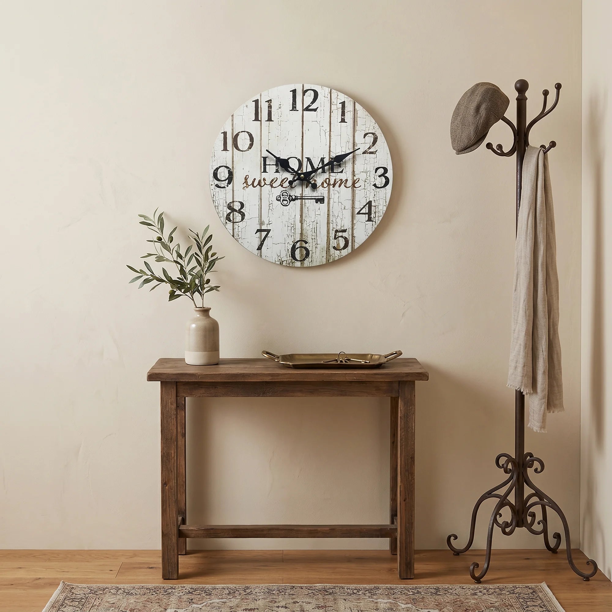 Mimosa - Orologio decorativo bianco in stile shabby chic