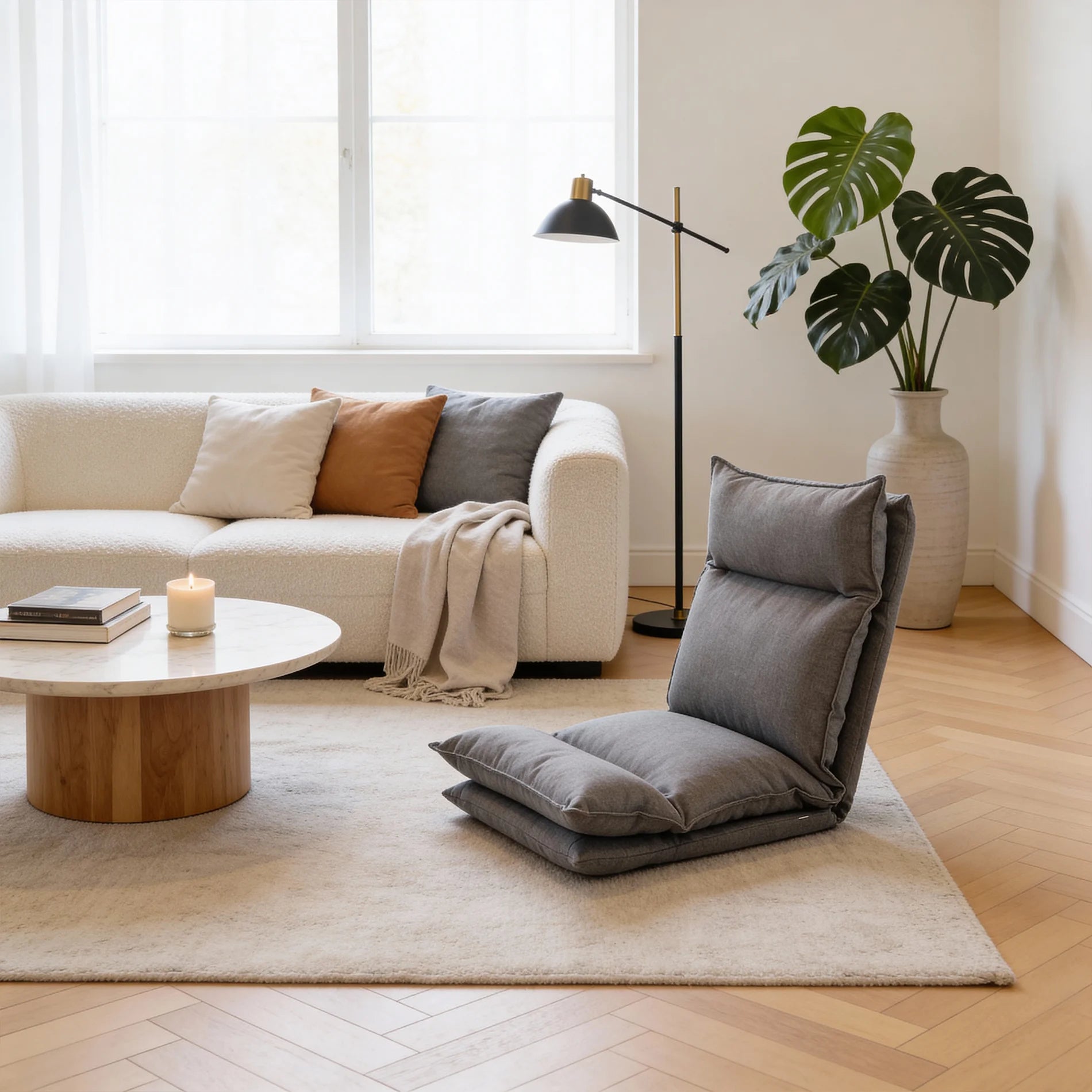 Fauteuil de méditation pliant gris clair