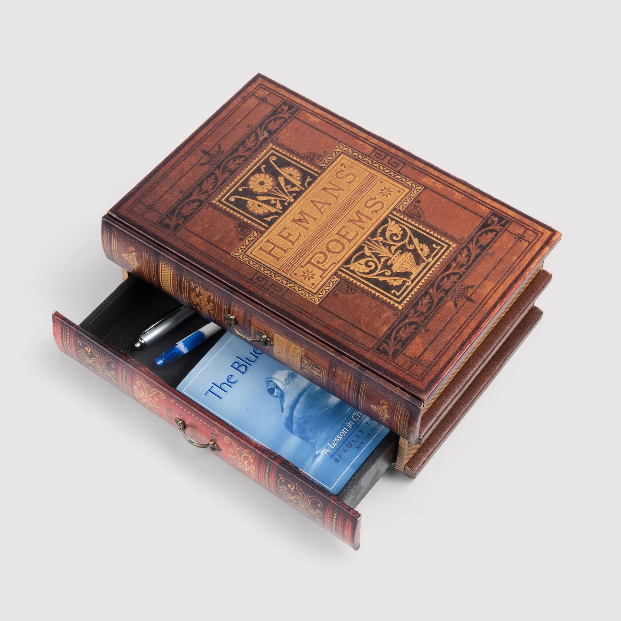 Colocasia - Cofanetto portagioie a libro finto con 2 cassetti