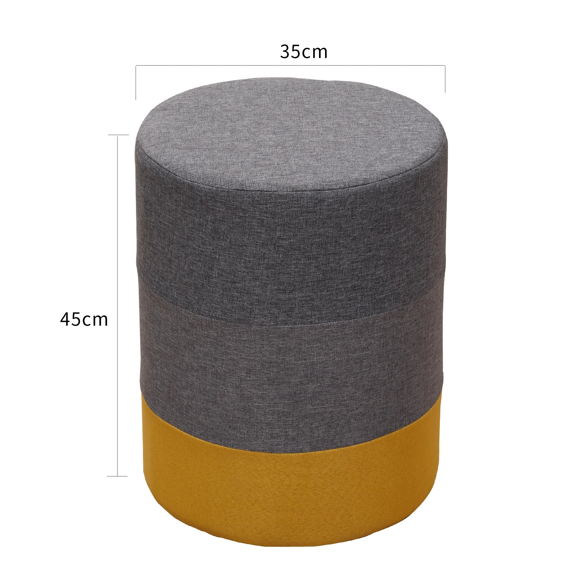 Telopea - Pouf tondo imbottito grigio e giallo