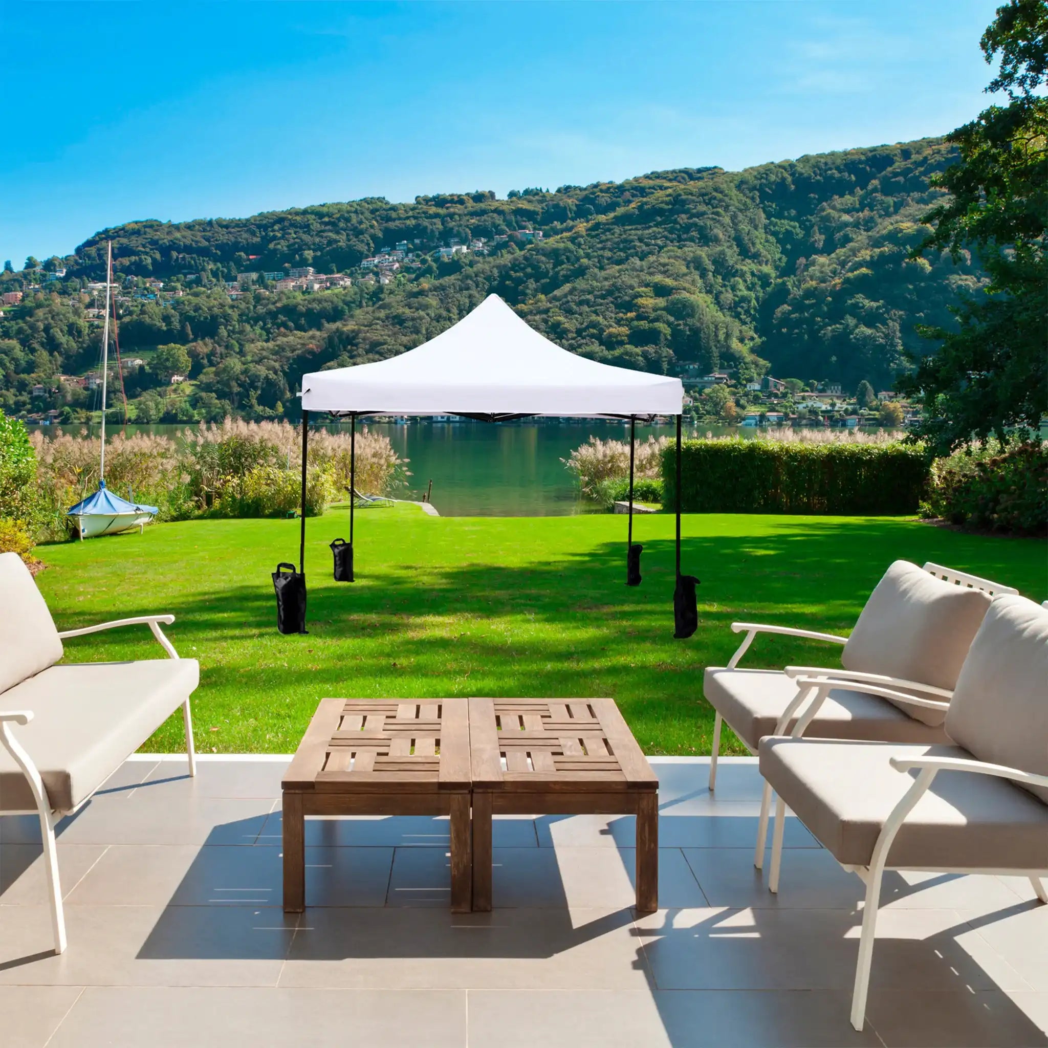 Agerato - Gazebo da giardino 3x3 pieghevole con pesi