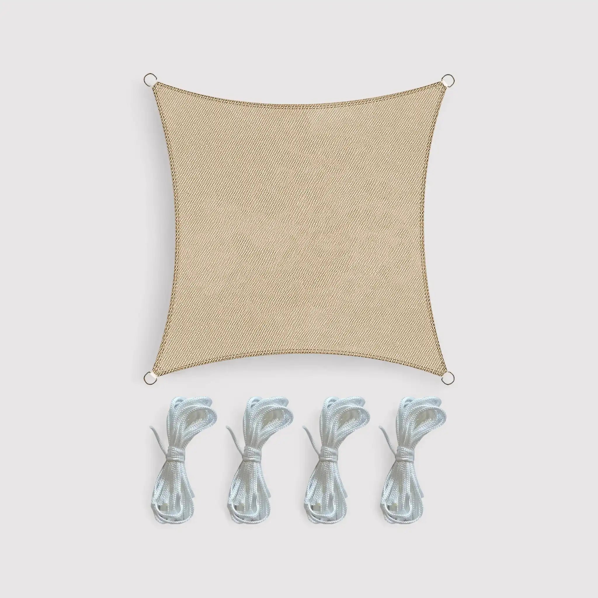 Jarrah - Vela parasole 3,6x3,6 mt beige con corde e anelli