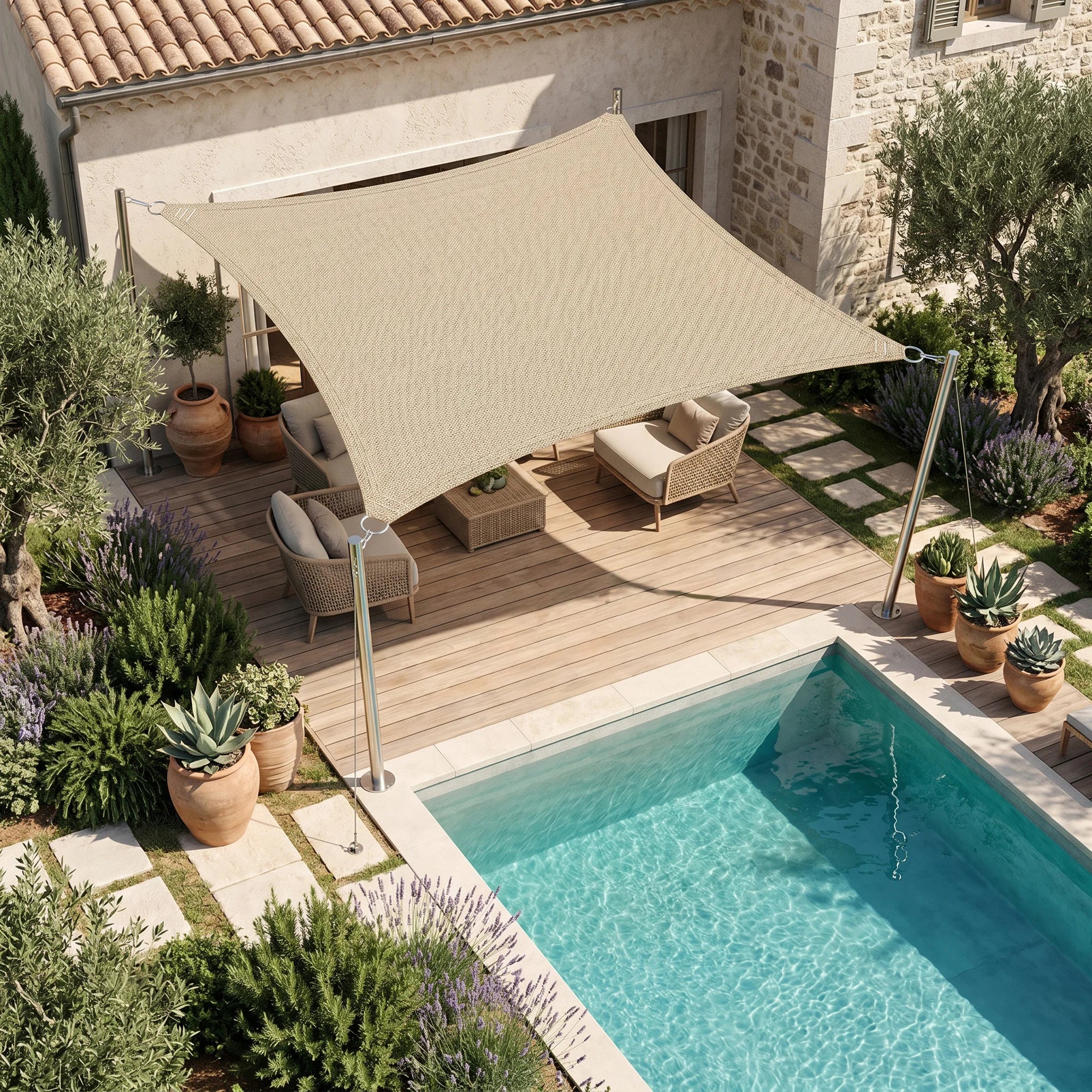 Ceratonia - Tenda da sole a vela quadrata 5x5 mt per giardino