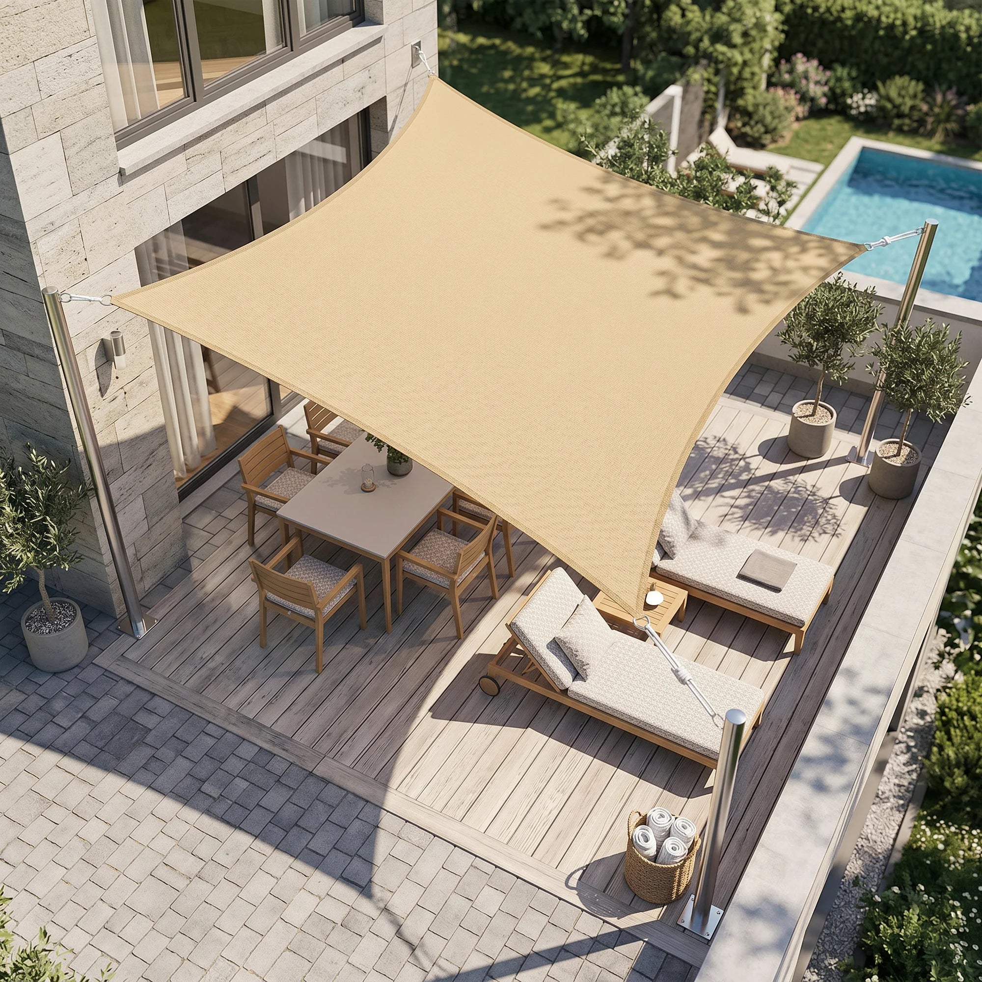 Morus - Vela ombreggiante rettangolare beige 4x5 mt