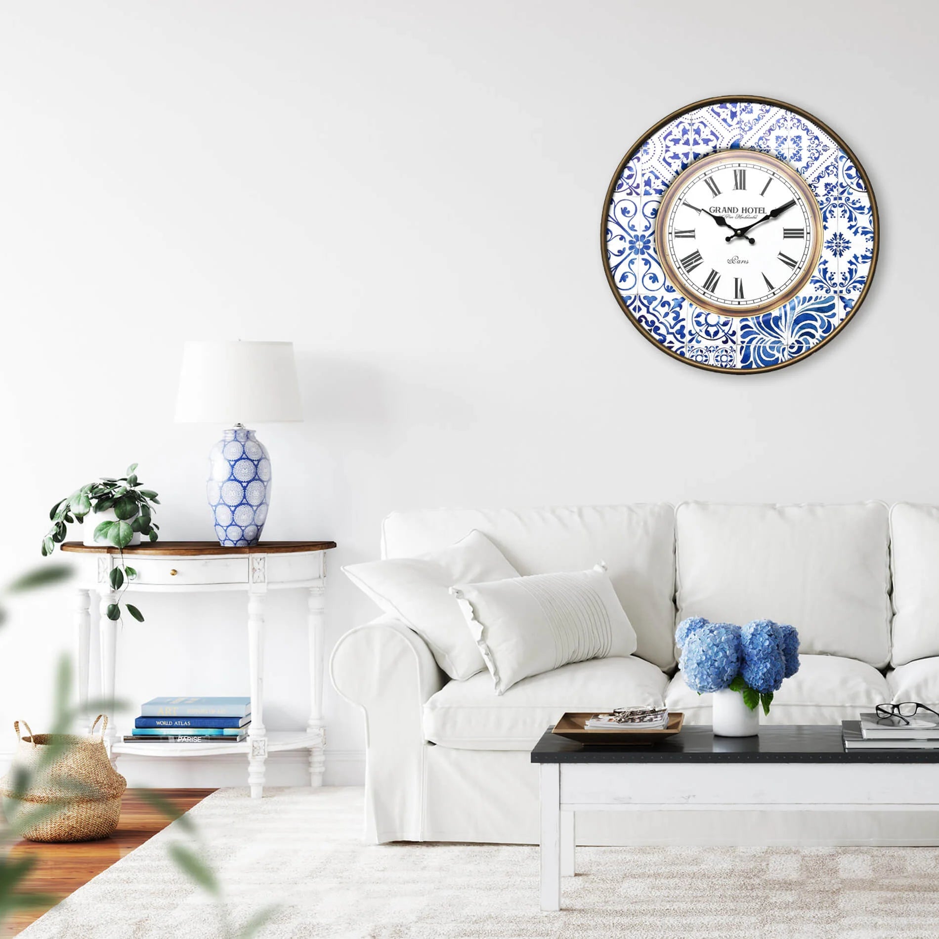 Alaterno - Orologio in stile marinaro bianco e blu