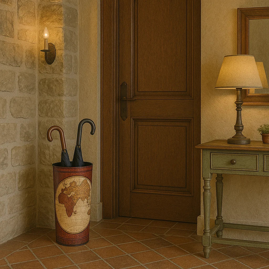 Acalifa - Portaombrelli rosso e beige in stile rétro