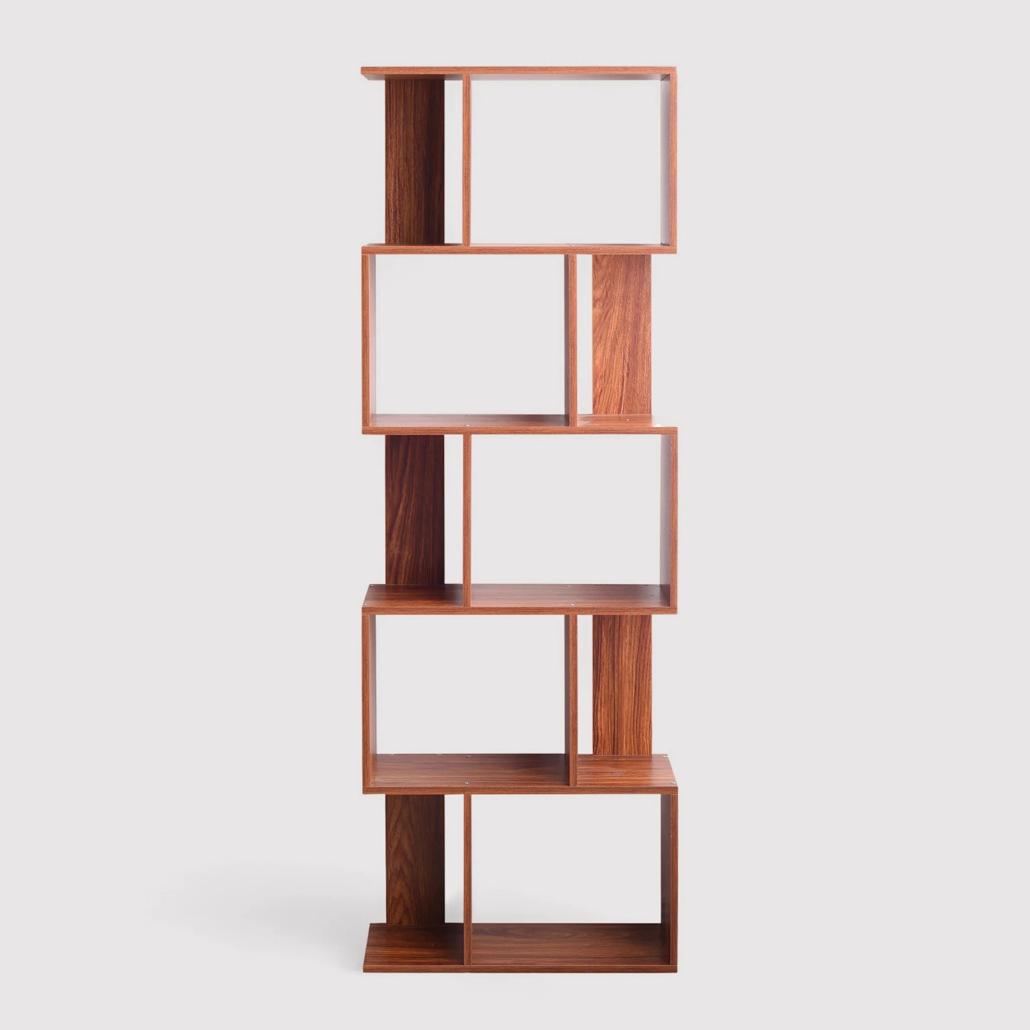 Singonio - Mobile libreria color noce con 5 scaffali