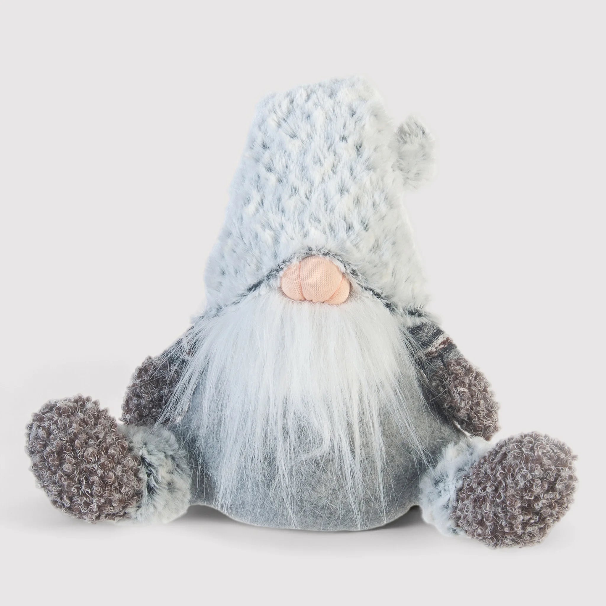 Gnomo di Natale in stoffa fermaporta grigio