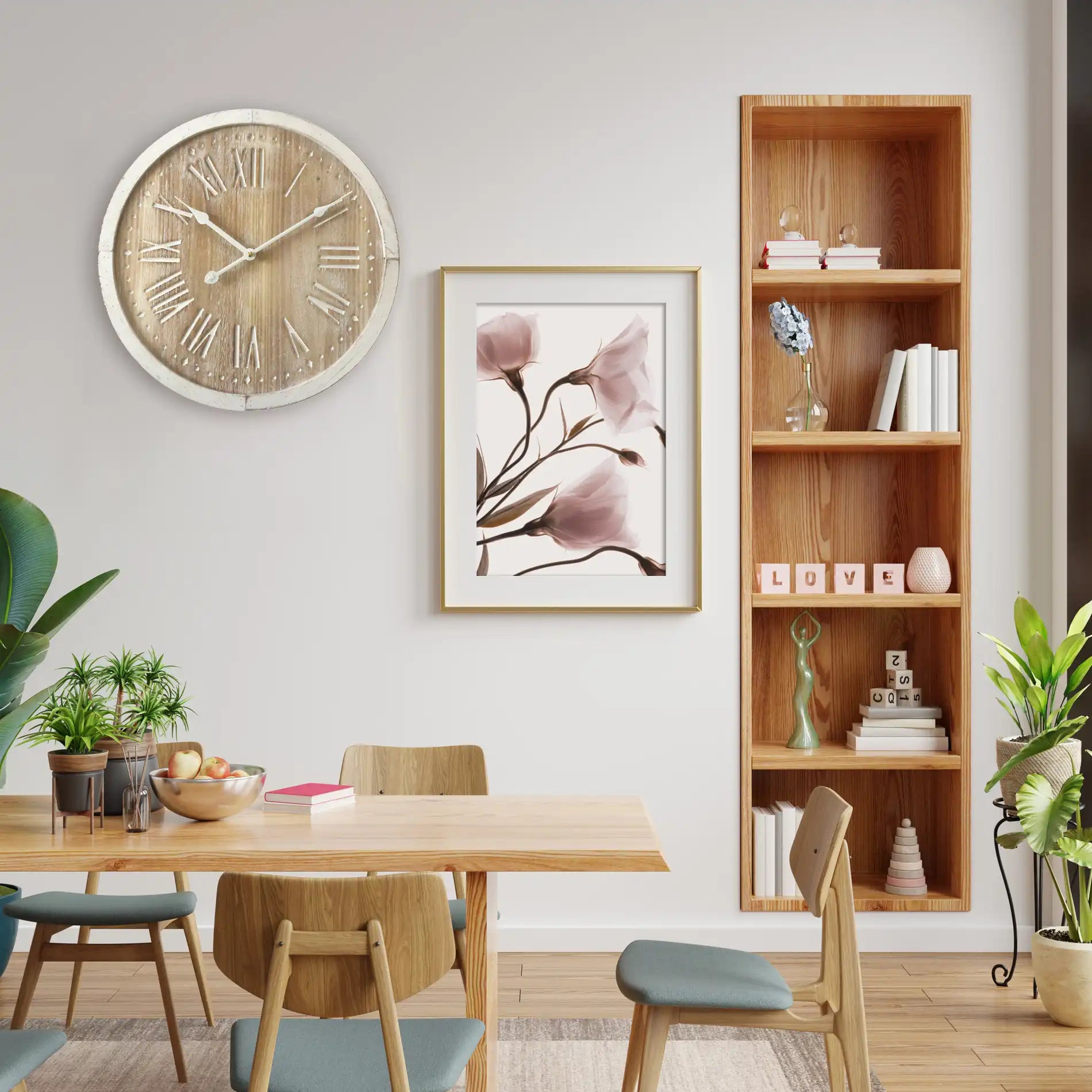 Platano - Orologio da muro rustico color legno chiaro