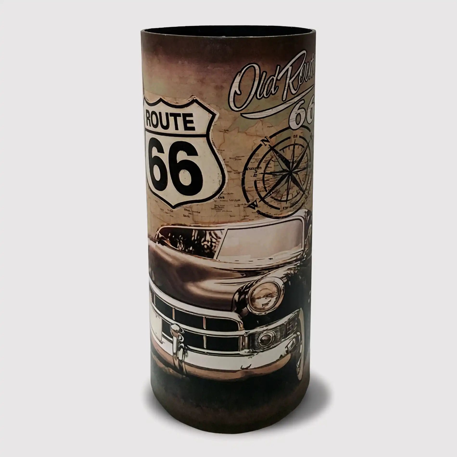 Filaggine - Portaombrelli marrone con stampa a tema rétro