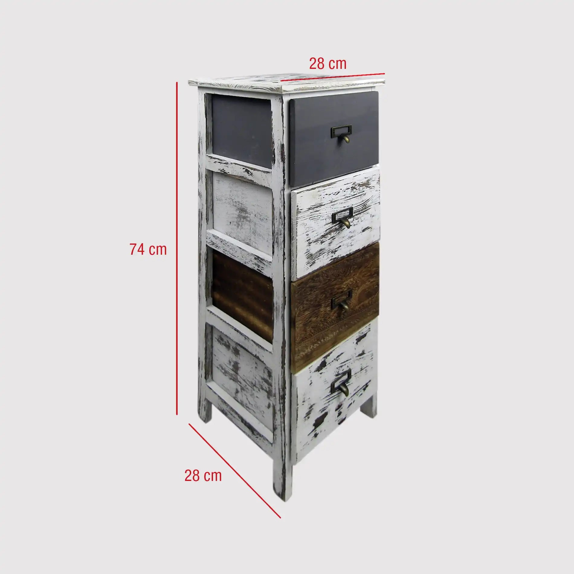 Delonix - Piccola cassettiera in tinta anticata con 4 cassetti